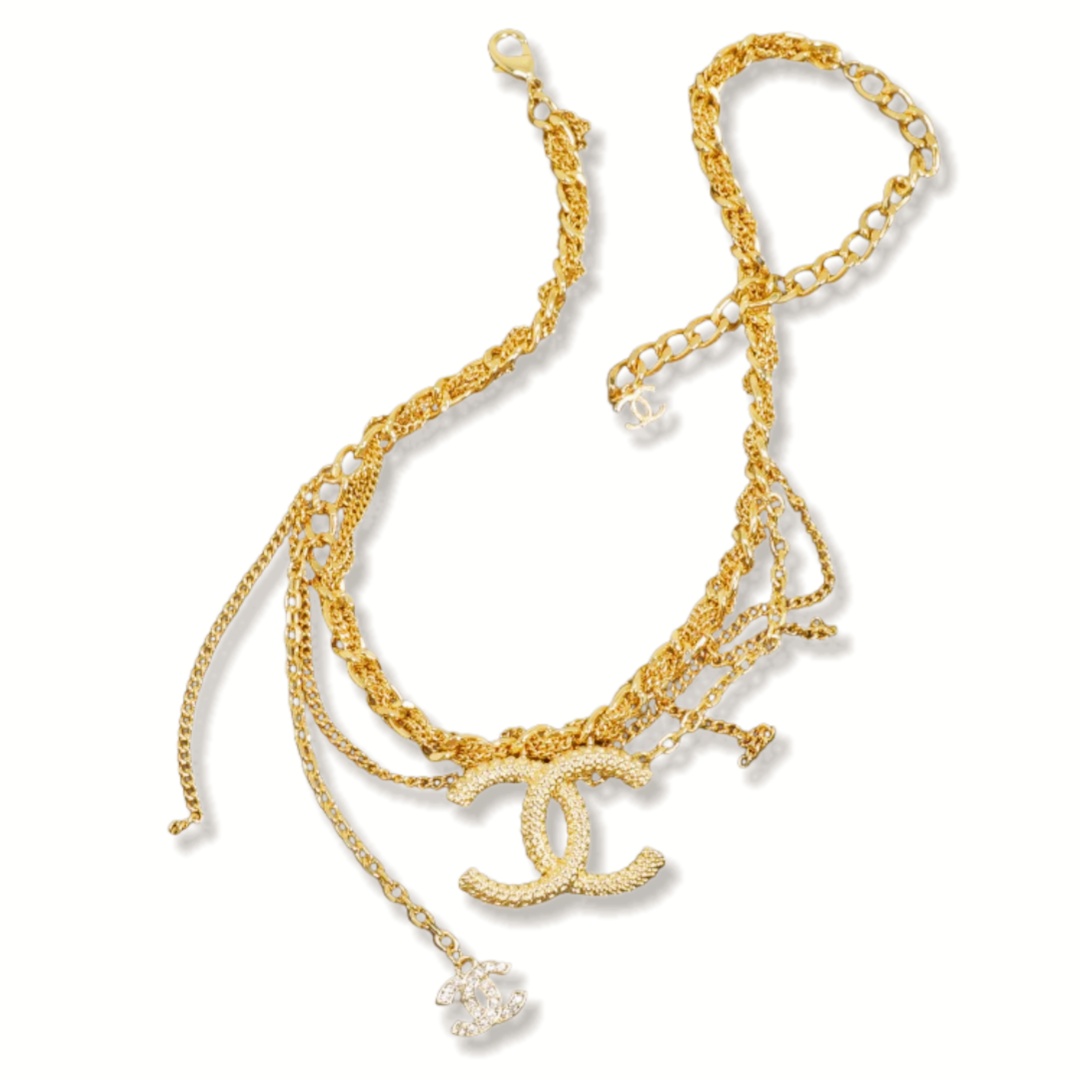 CCN010 Chanel chain cc logo choker CC Gold Necklace - ccjewelryacc
