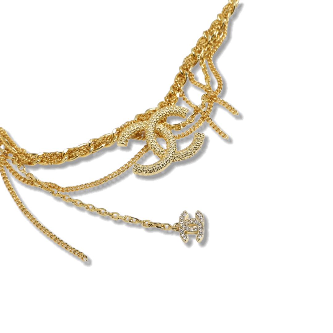 CCN010 Chanel chain cc logo choker CC Gold Necklace - ccjewelryacc