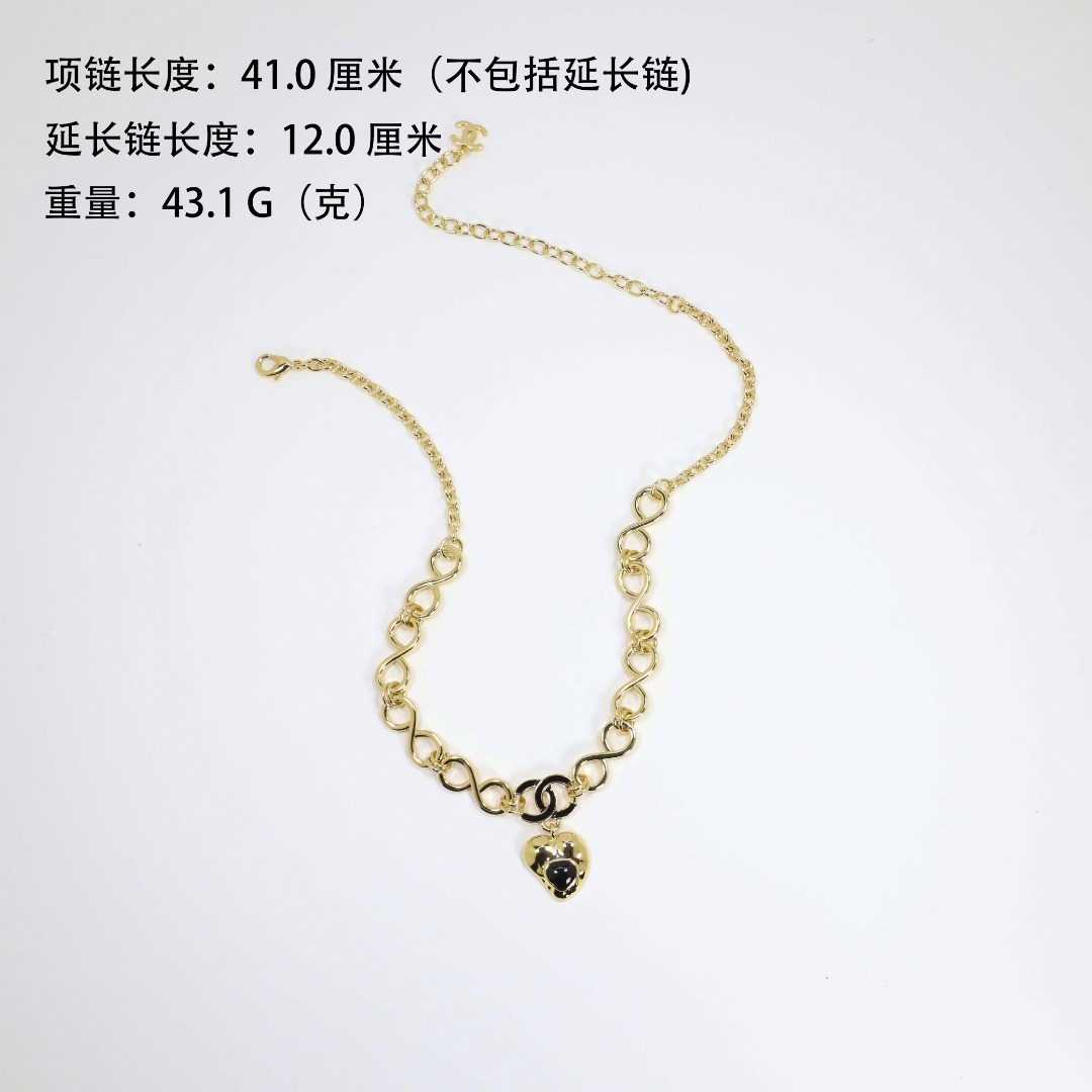 CCN249 Chanel Chunky Chain enamel heart choker necklace for women - ccjewelryacc