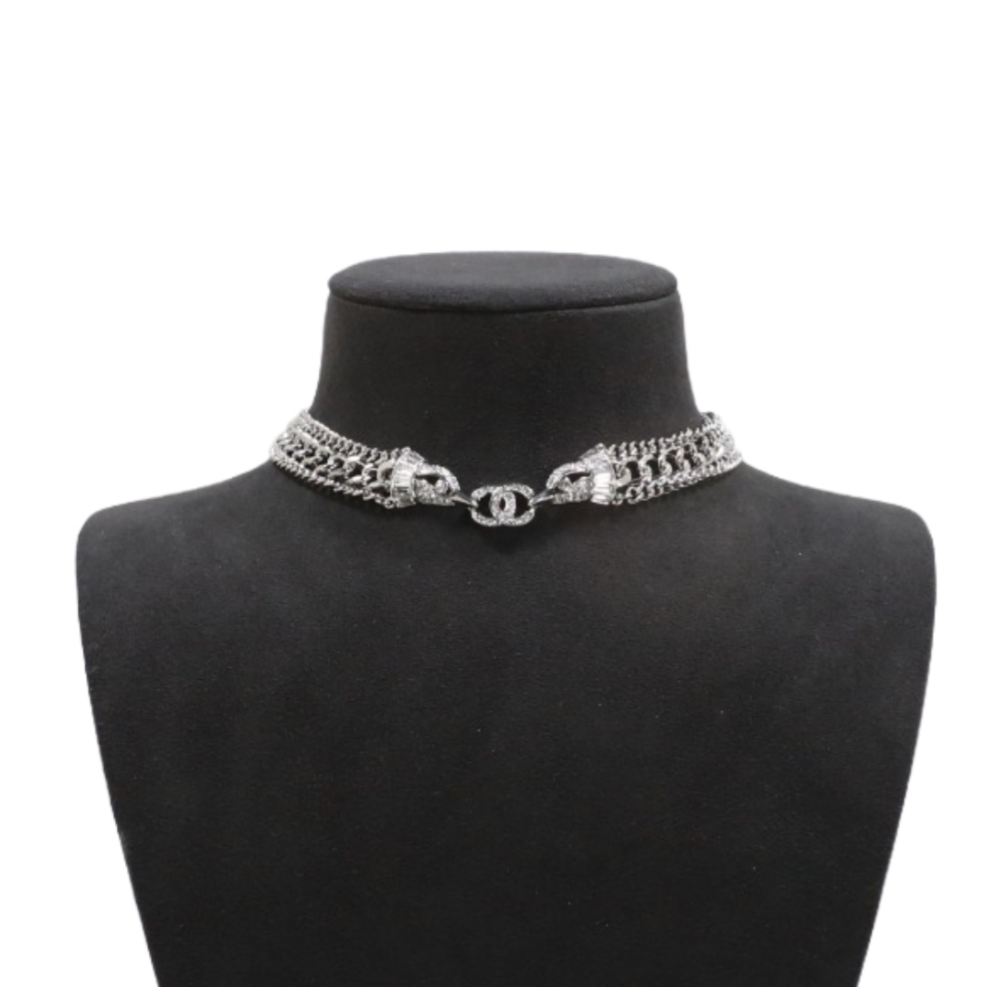 CCN112 Chanel three layer chain choker necklace White Gold - ccjewelryacc