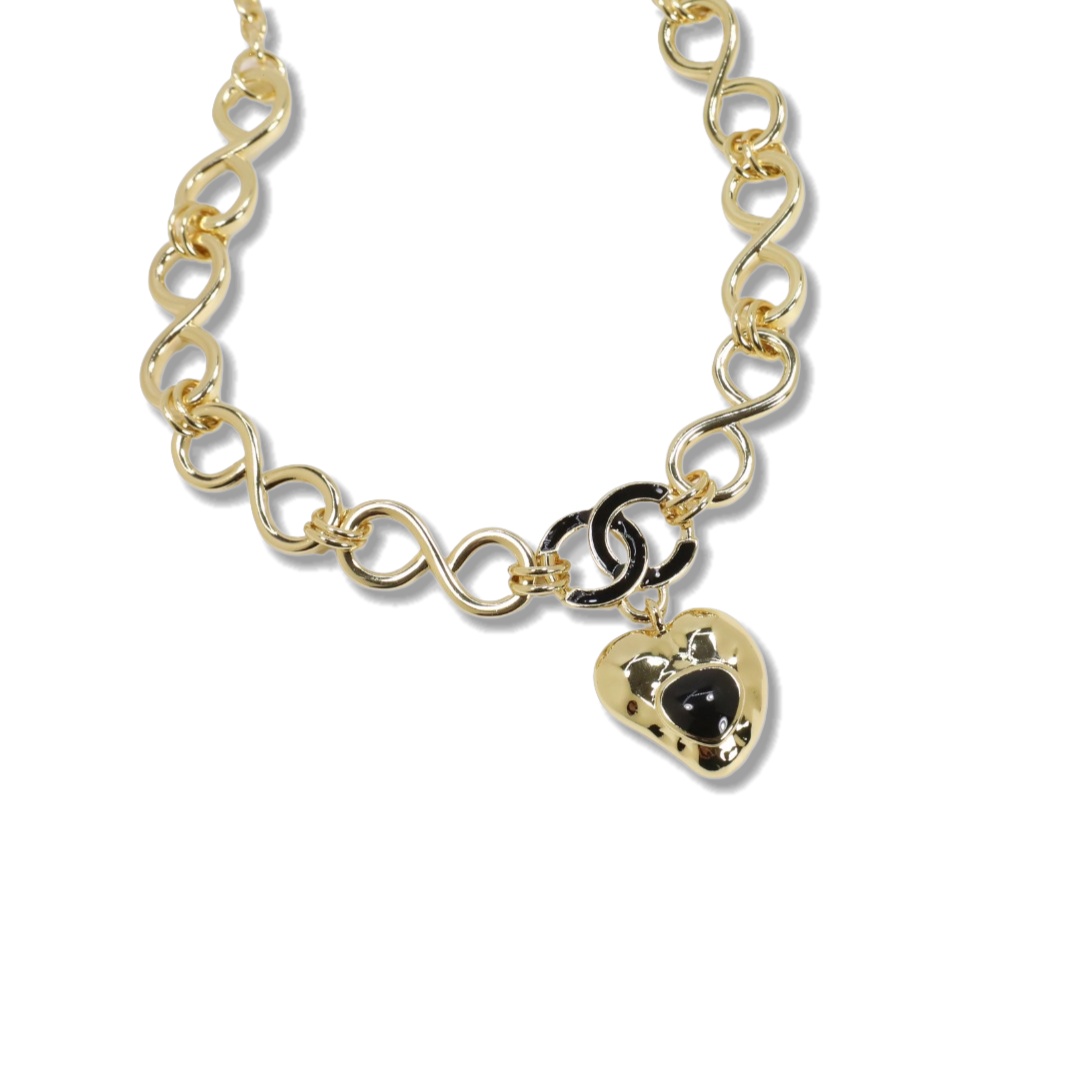 CCN249 Chanel Chunky Chain enamel heart choker necklace for women - ccjewelryacc