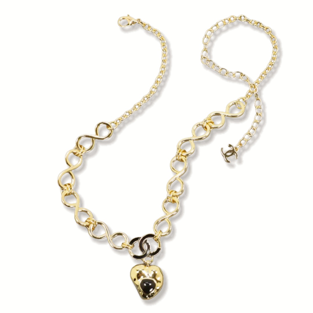CCN249 Chanel Chunky Chain enamel heart choker necklace for women - ccjewelryacc