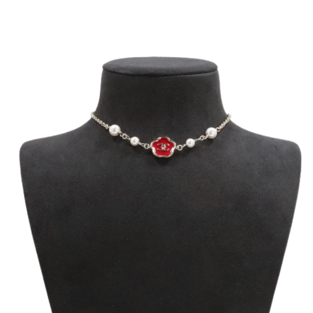 CCN484 Chanel red enamel camellia choker necklace - ccjewelryacc