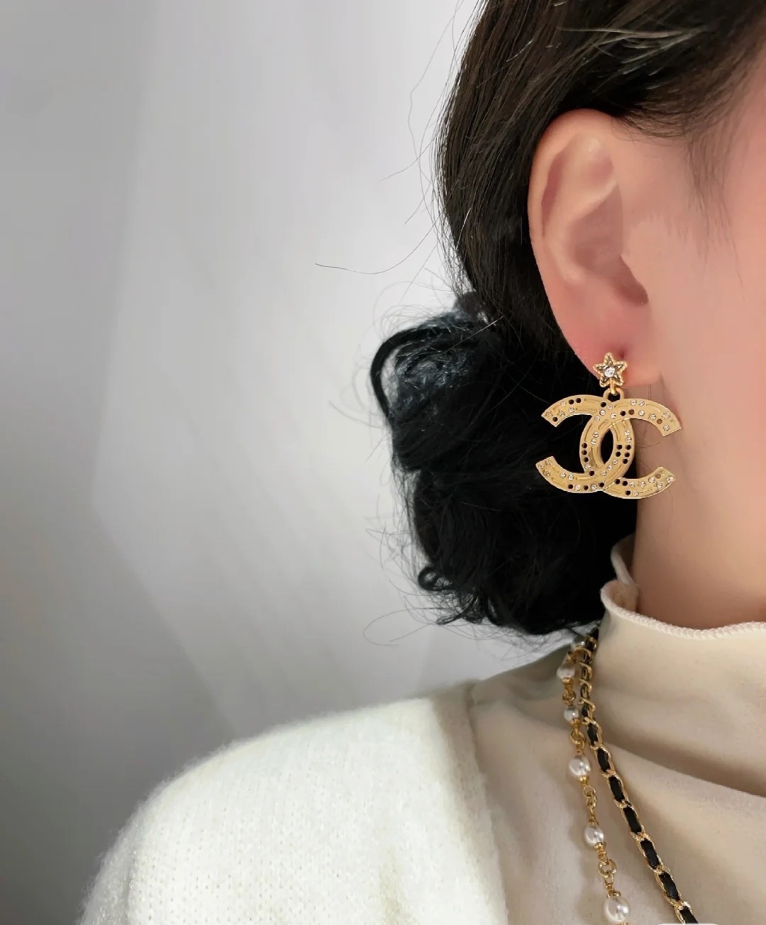 CCE301 Double cc chanel earrings - ccjewelryacc