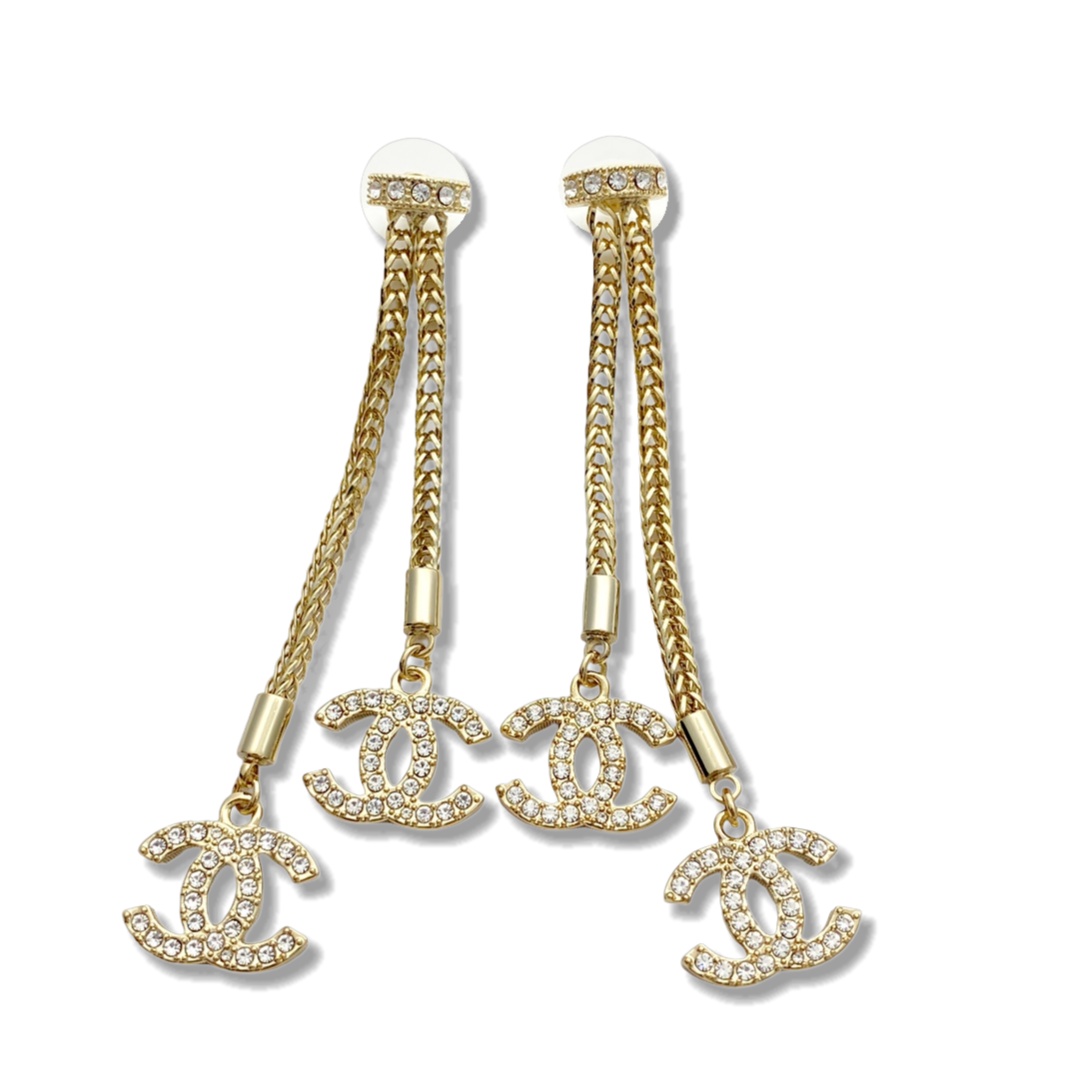 CCE671 Chanel chain tassels earrings - ccjewelryacc