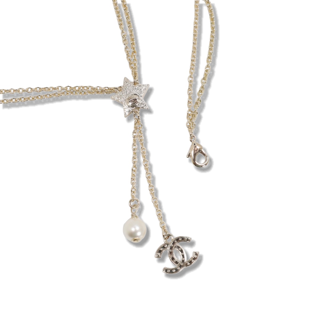 CCN364 Chanel crystal star tassels necklace for women - ccjewelryacc