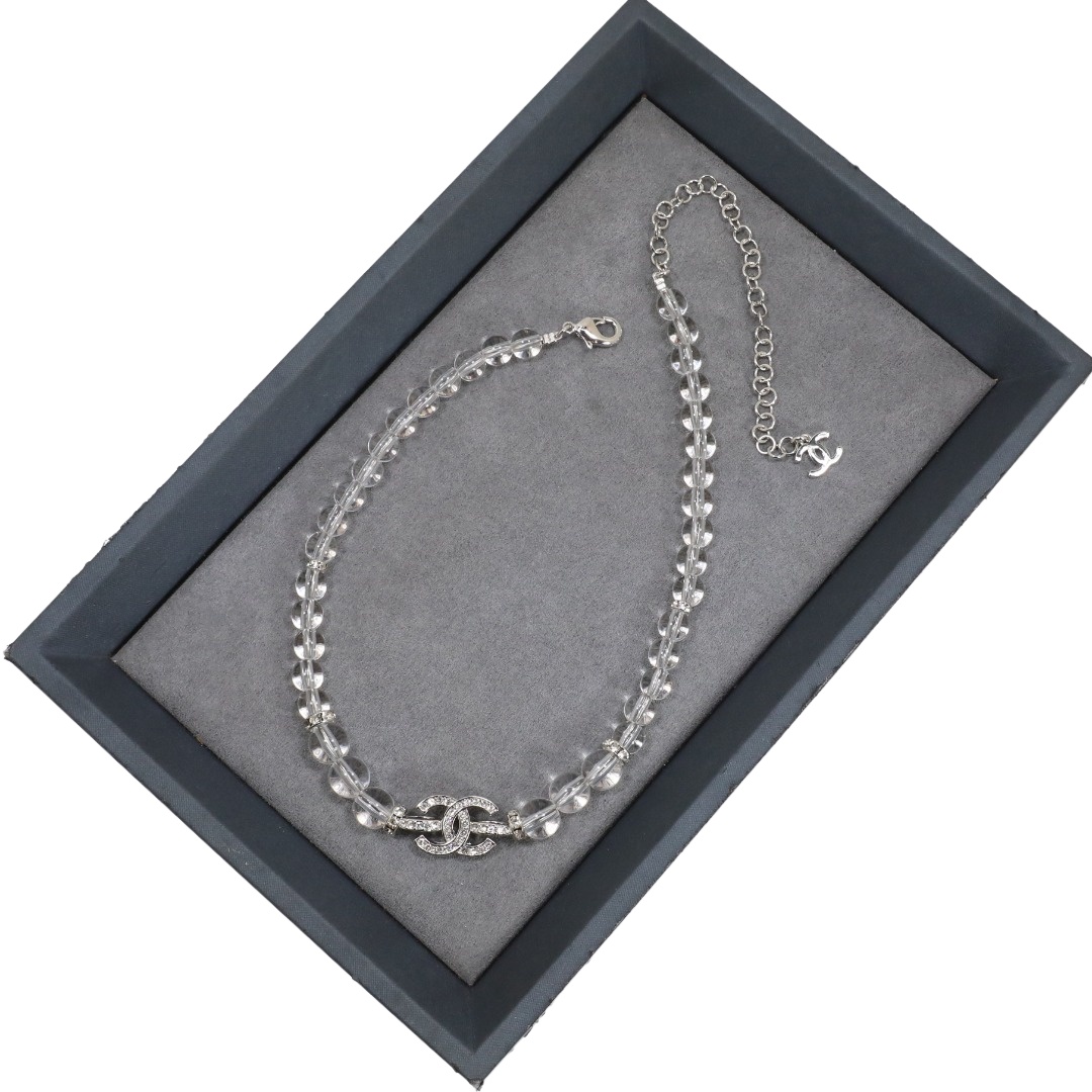 CCN066  Chanel white Gold pearl choker necklace - ccjewelryacc