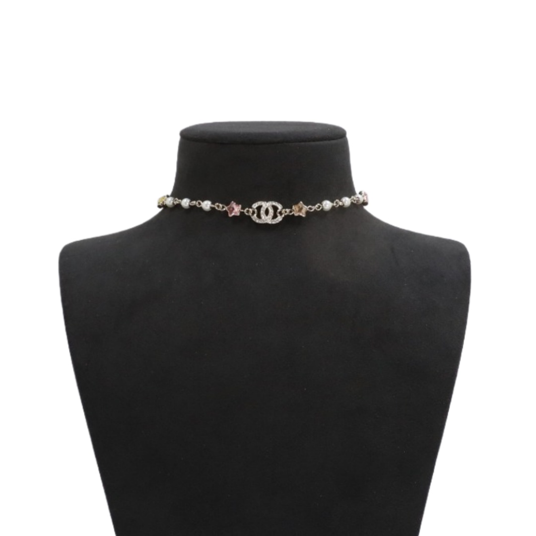 CCN071 Chanel crystal star cc logo charms choker necklace - ccjewelryacc