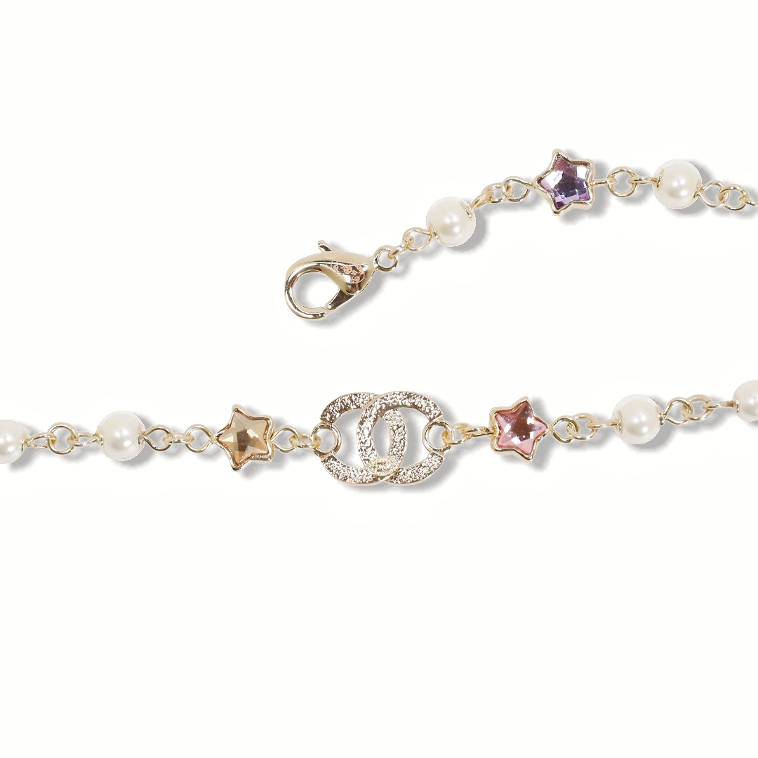 CCN071 Chanel crystal star cc logo charms choker necklace - ccjewelryacc