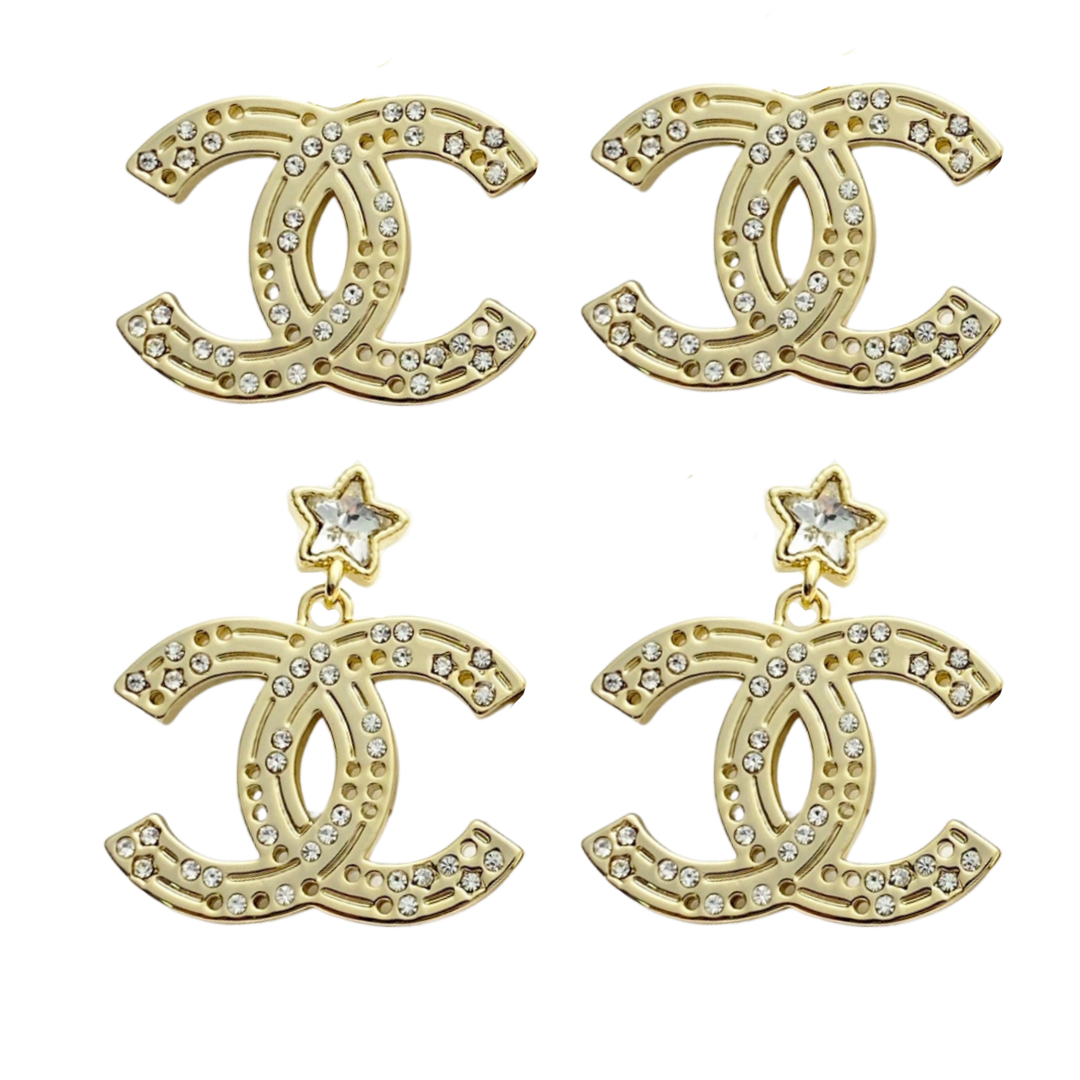 CCE301 Double cc chanel earrings - ccjewelryacc