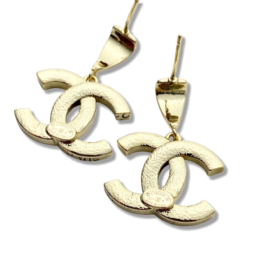 CCE866 24B Metal crystal cc logo pendant earring - ccjewelryacc