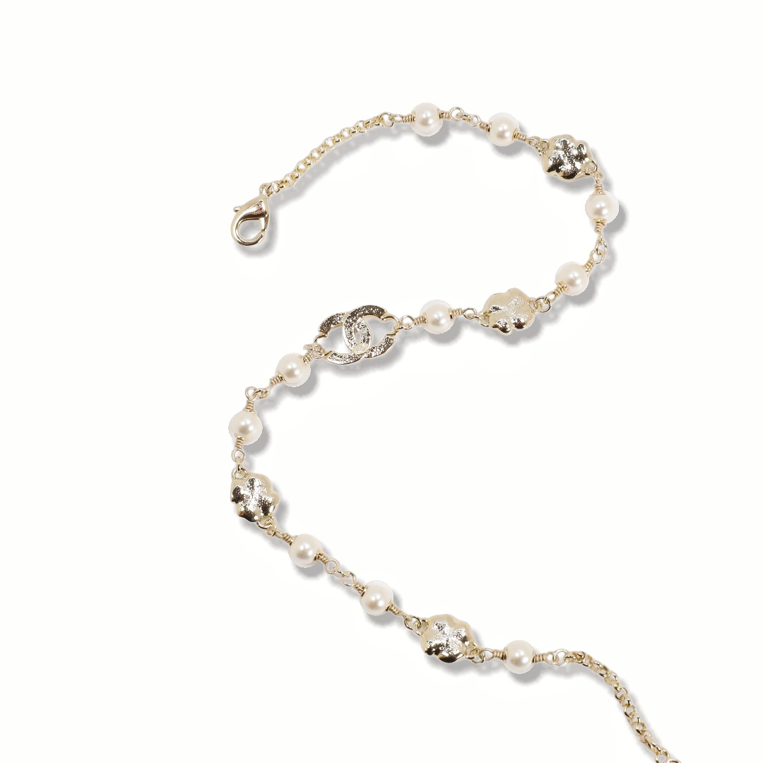 CCN228 Chanel white /Black enamel clover charms necklace - ccjewelryacc