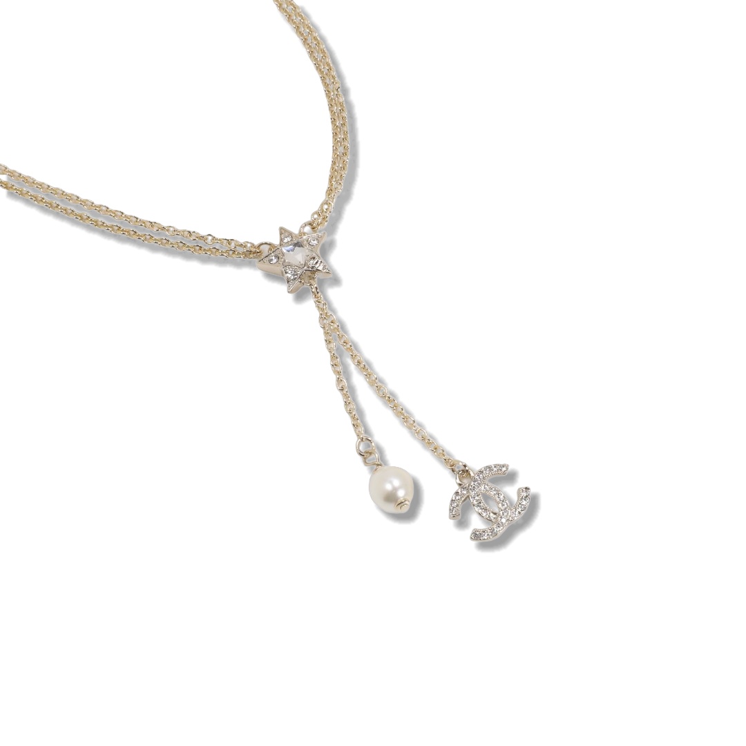 CCN364 Chanel crystal star tassels necklace for women - ccjewelryacc