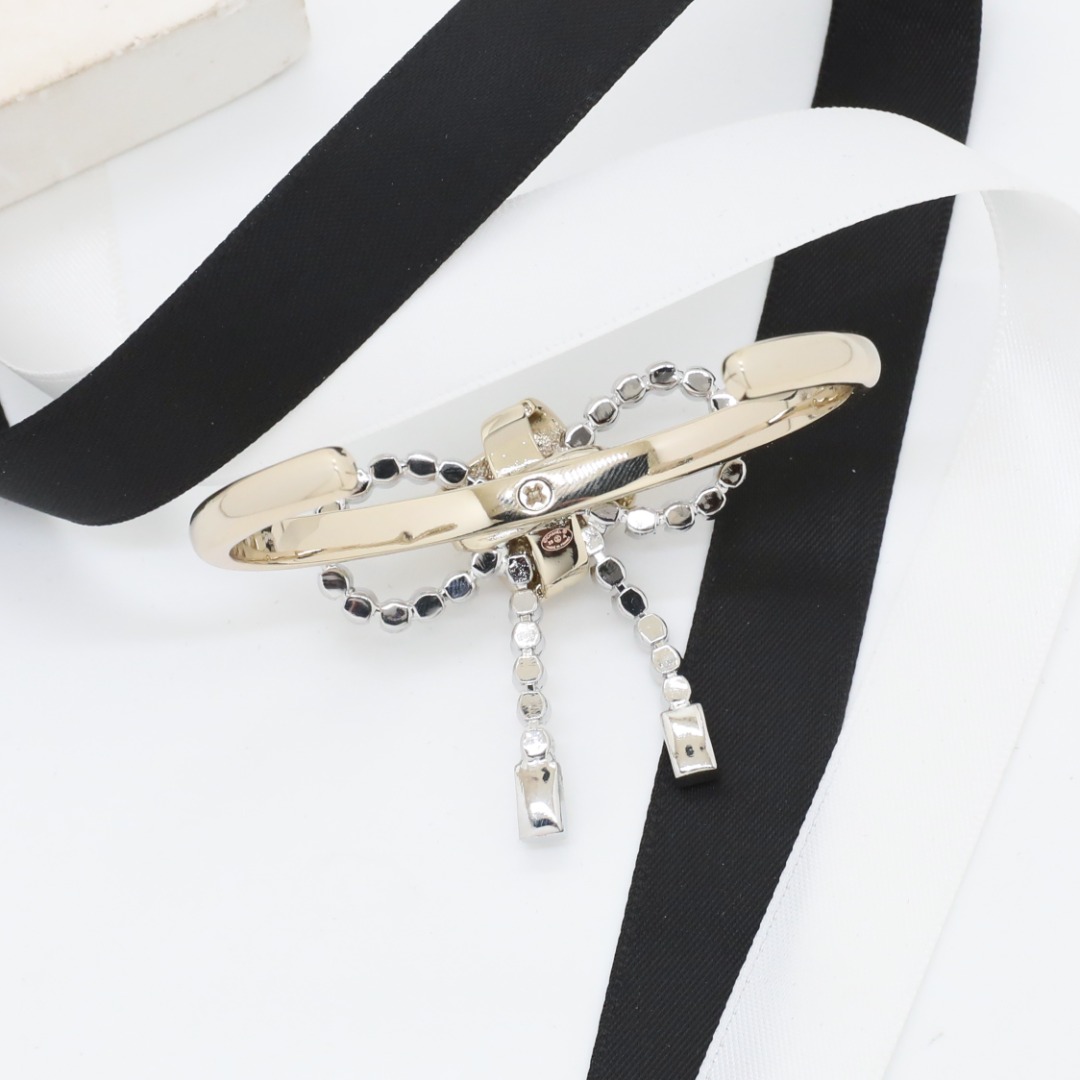CCS137 Chanel rhinestone bow tassels bangle - ccjewelryacc