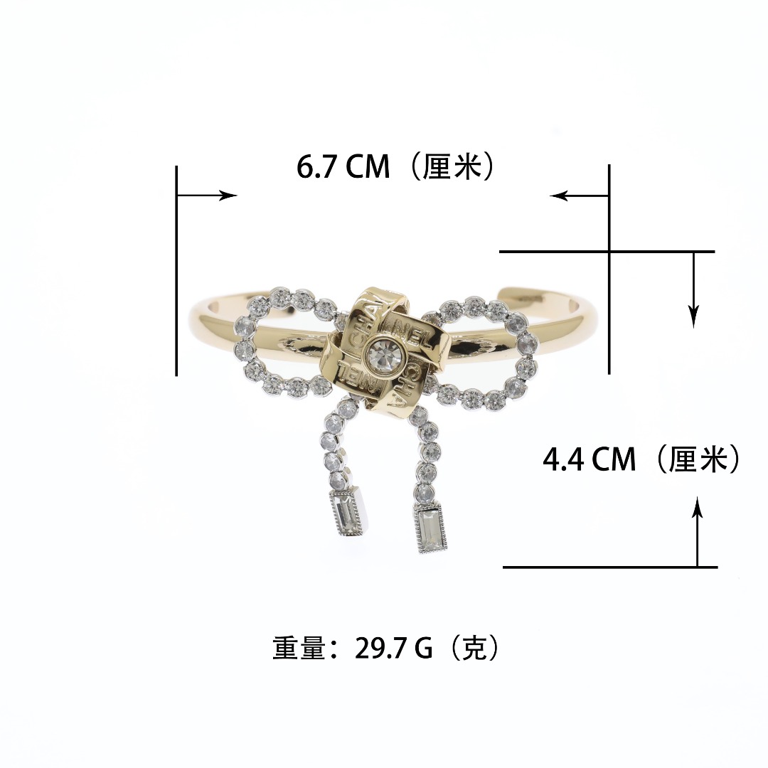 CCS137 Chanel rhinestone bow tassels bangle - ccjewelryacc
