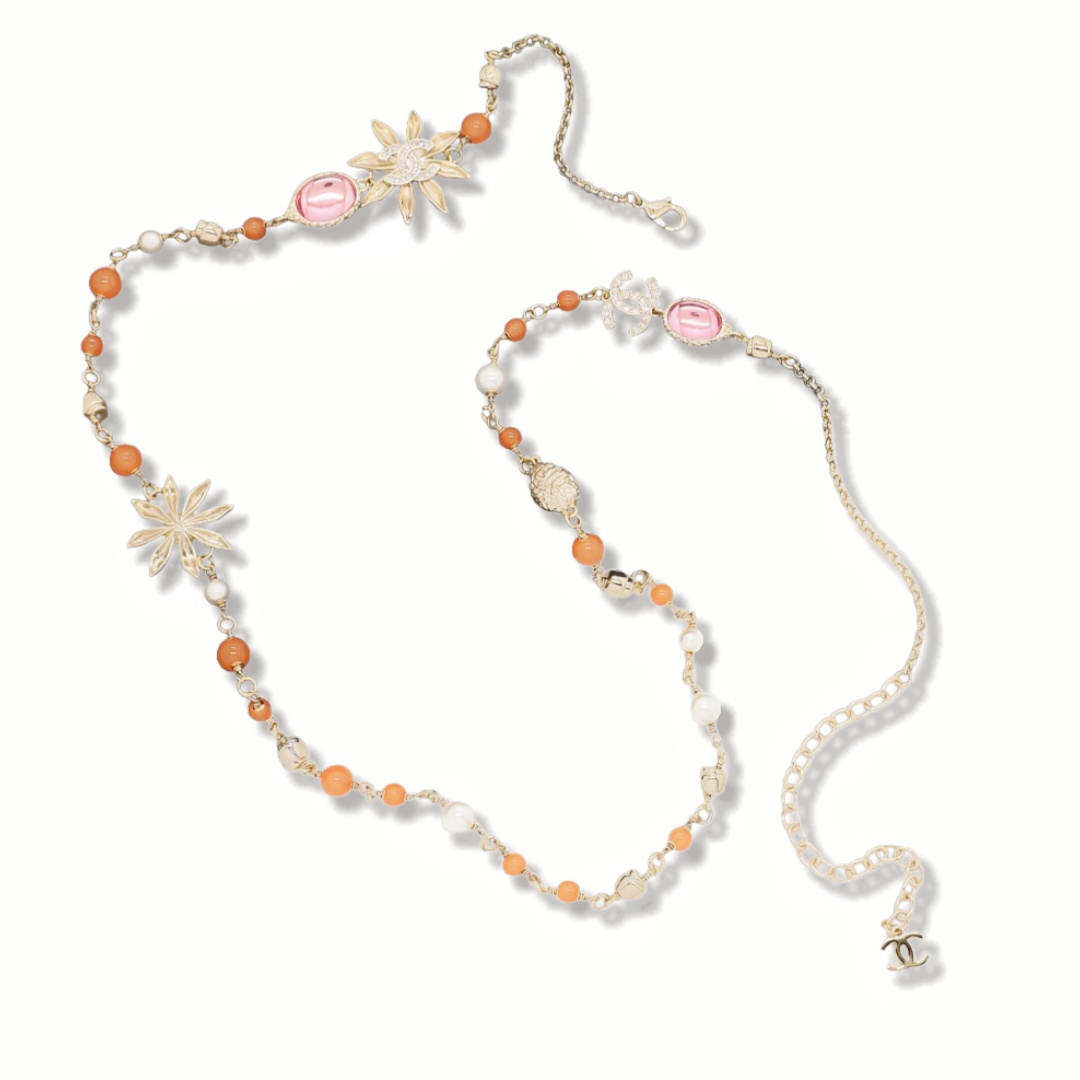 CCL187 Chanel color crystal sunflower long chain sweater necklace - ccjewelryacc