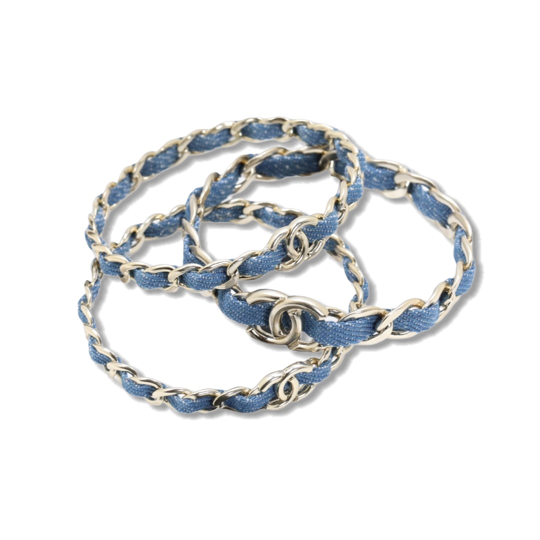CCS141 Metal denim blue bracelet set of 3 - ccjewelryacc