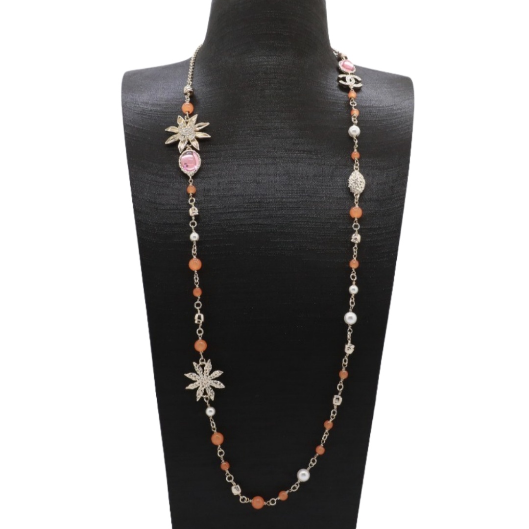 CCL187 Chanel color crystal sunflower long chain sweater necklace - ccjewelryacc