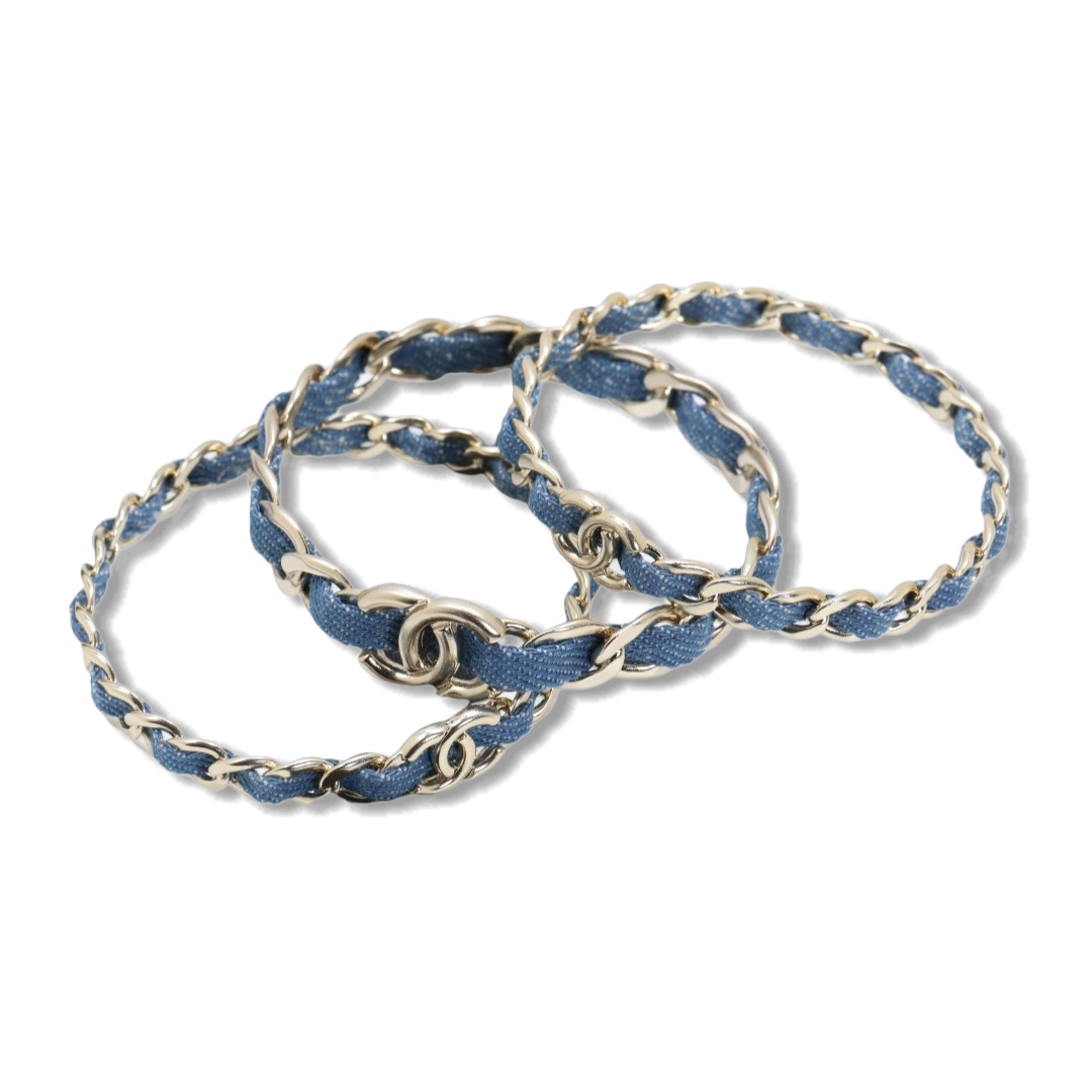 CCS141 Metal denim blue bracelet set of 3 - ccjewelryacc