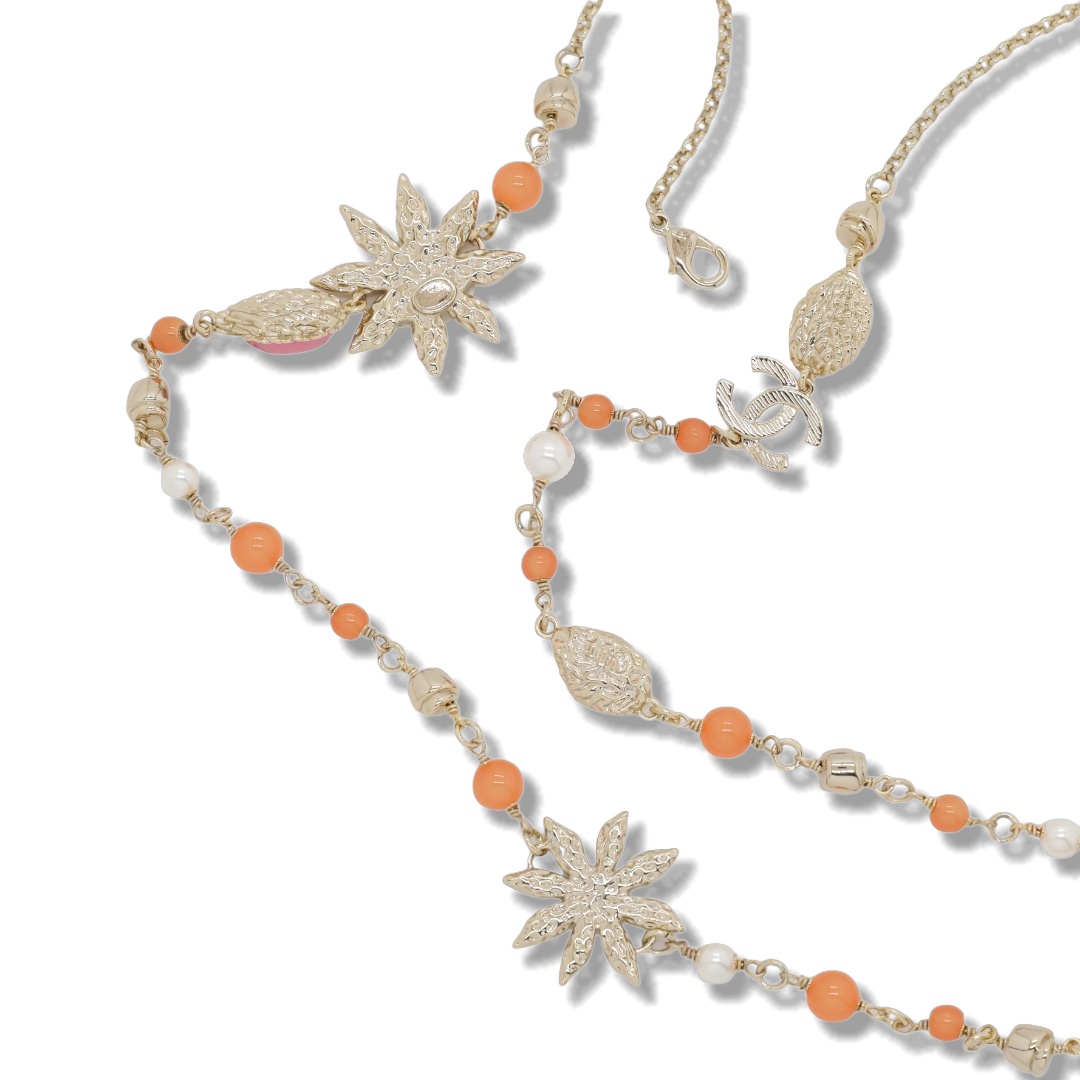 CCL187 Chanel color crystal sunflower long chain sweater necklace - ccjewelryacc