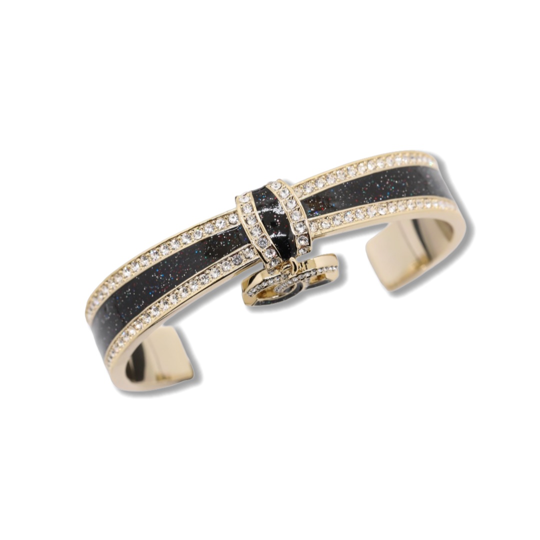CCS138 Chanel black enamel bow bangle - ccjewelryacc