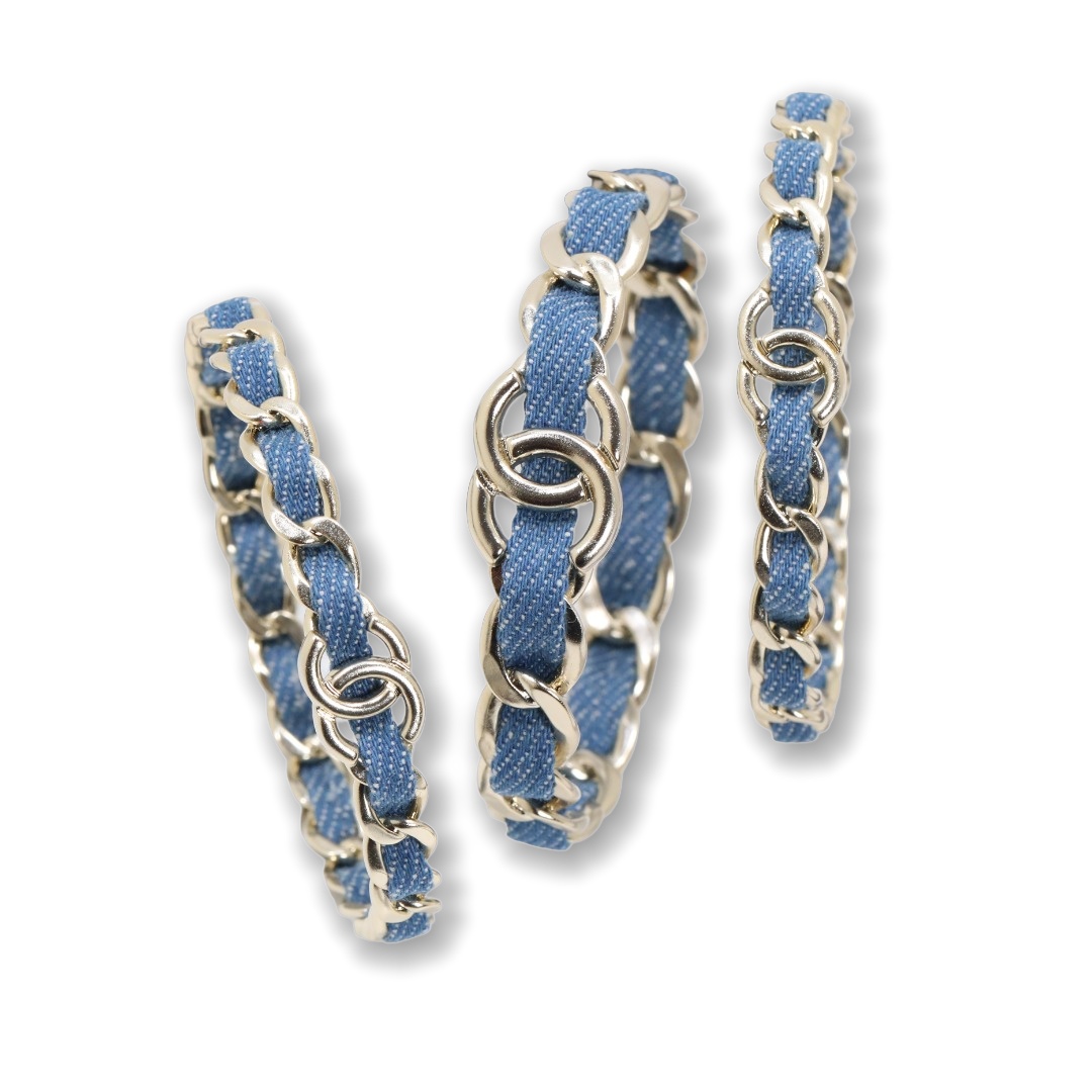 CCS141 Metal denim blue bracelet set of 3 - ccjewelryacc