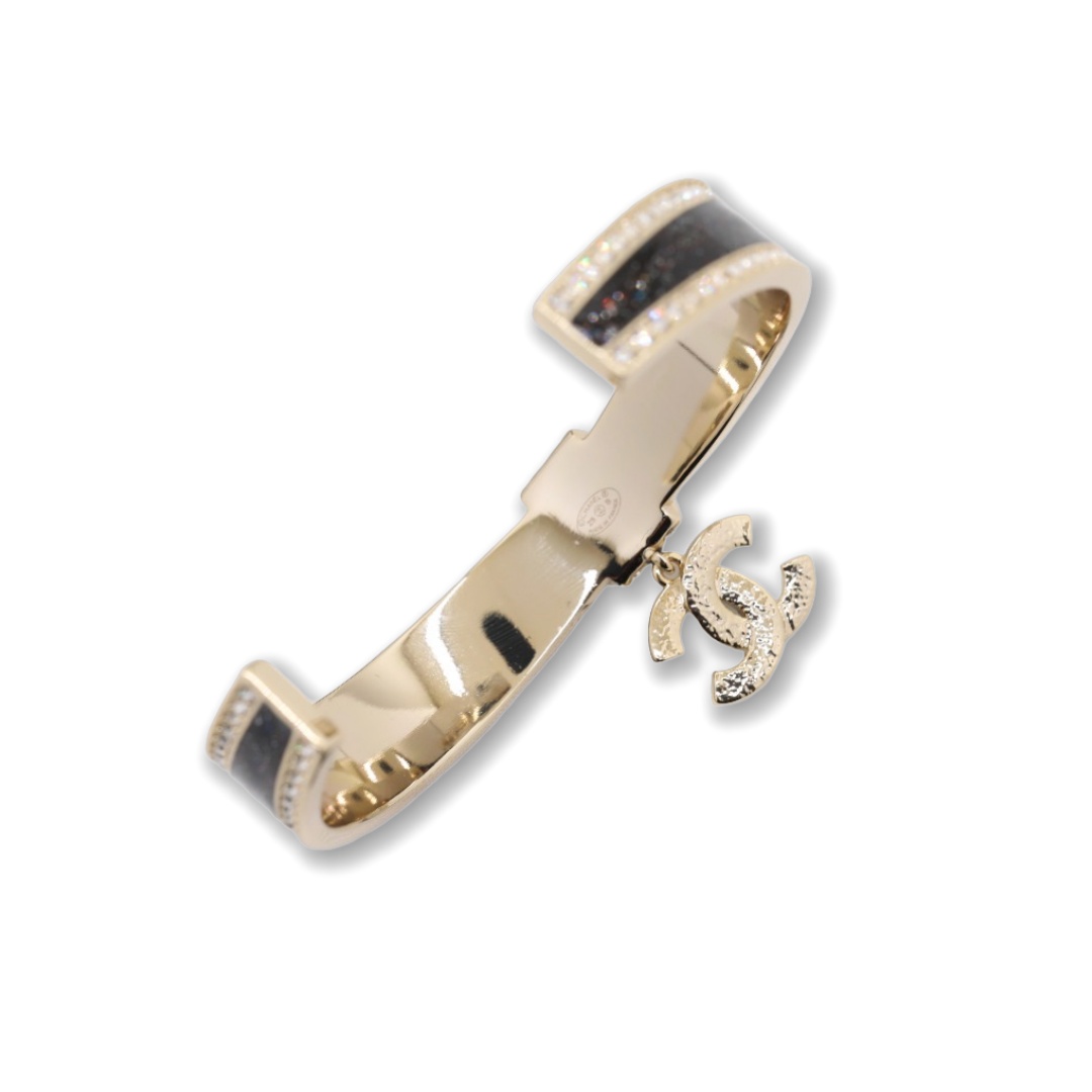 CCS138 Chanel black enamel bow bangle - ccjewelryacc