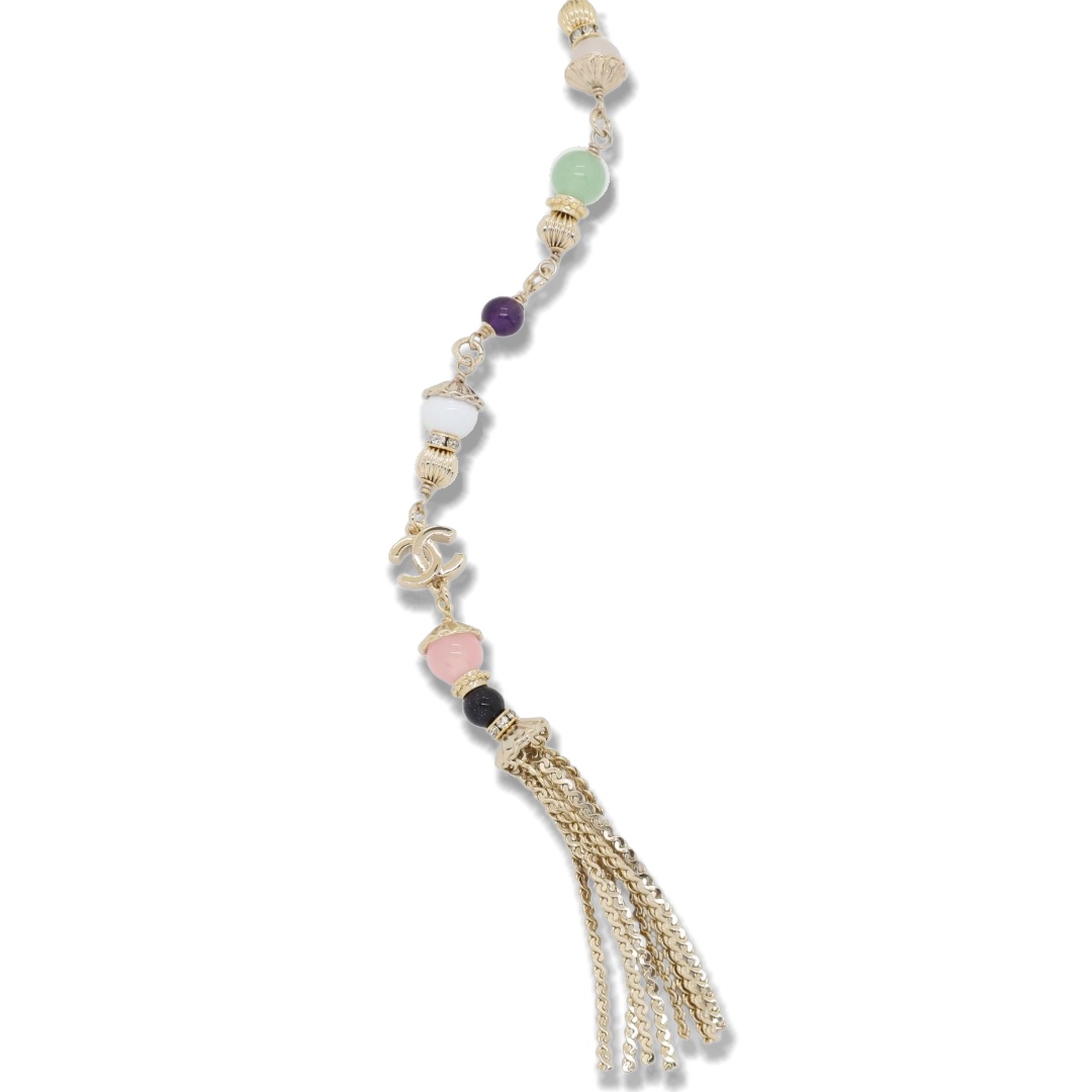 CCN216 Chanel color glass beads tassels necklace - ccjewelryacc