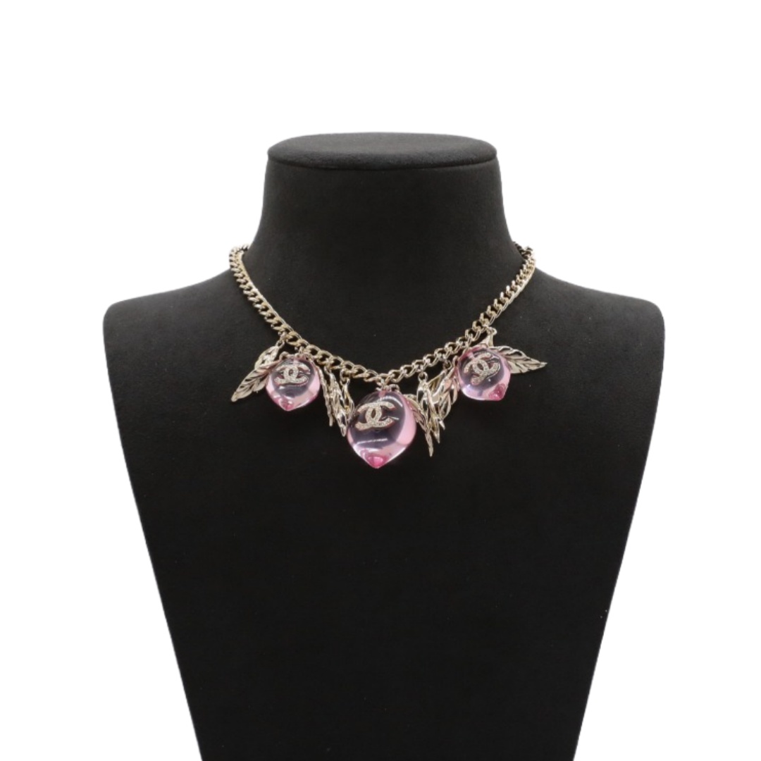 CCN482 Chanel Pink acrylic Peaches charms choker necklace - ccjewelryacc