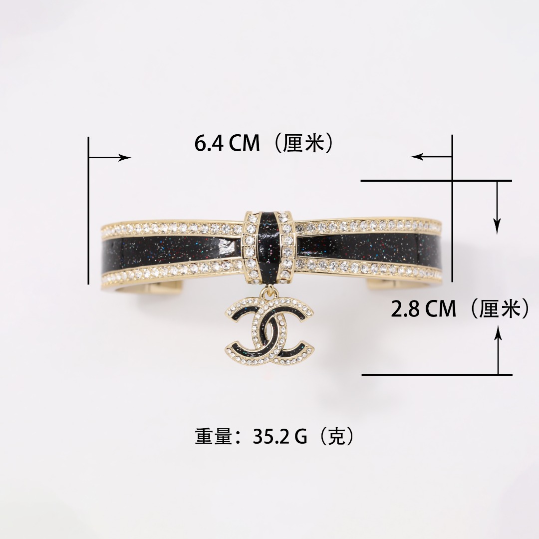 CCS138 Chanel black enamel bow bangle - ccjewelryacc