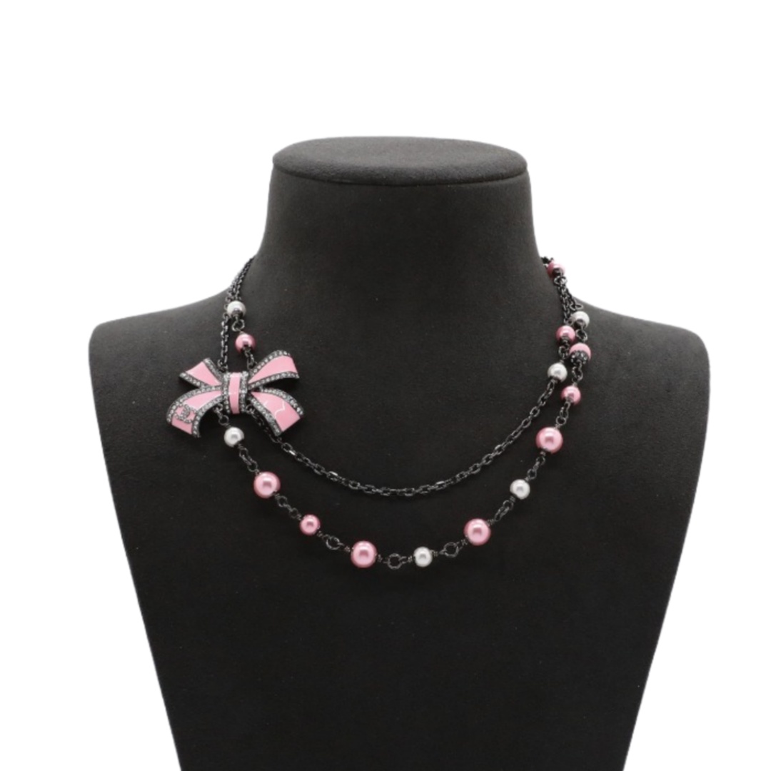CCN173 Chanel black enamel bow necklace for women - ccjewelryacc