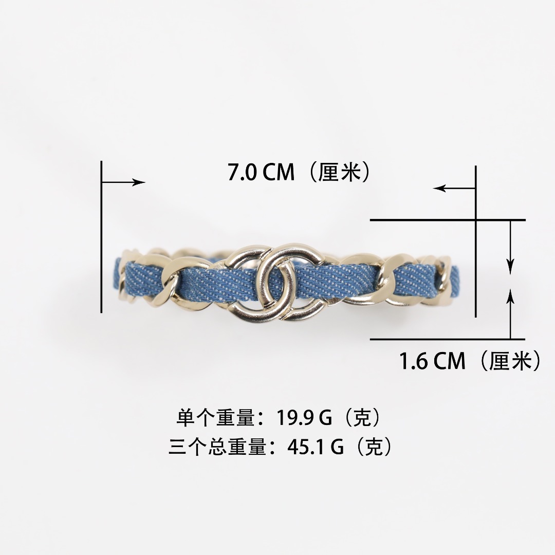 CCS141 Metal denim blue bracelet set of 3 - ccjewelryacc