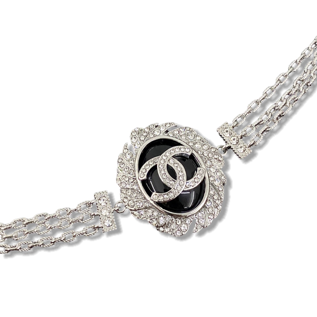CCN385 Chanel Multi-layer chain choker necklace white gold - ccjewelryacc