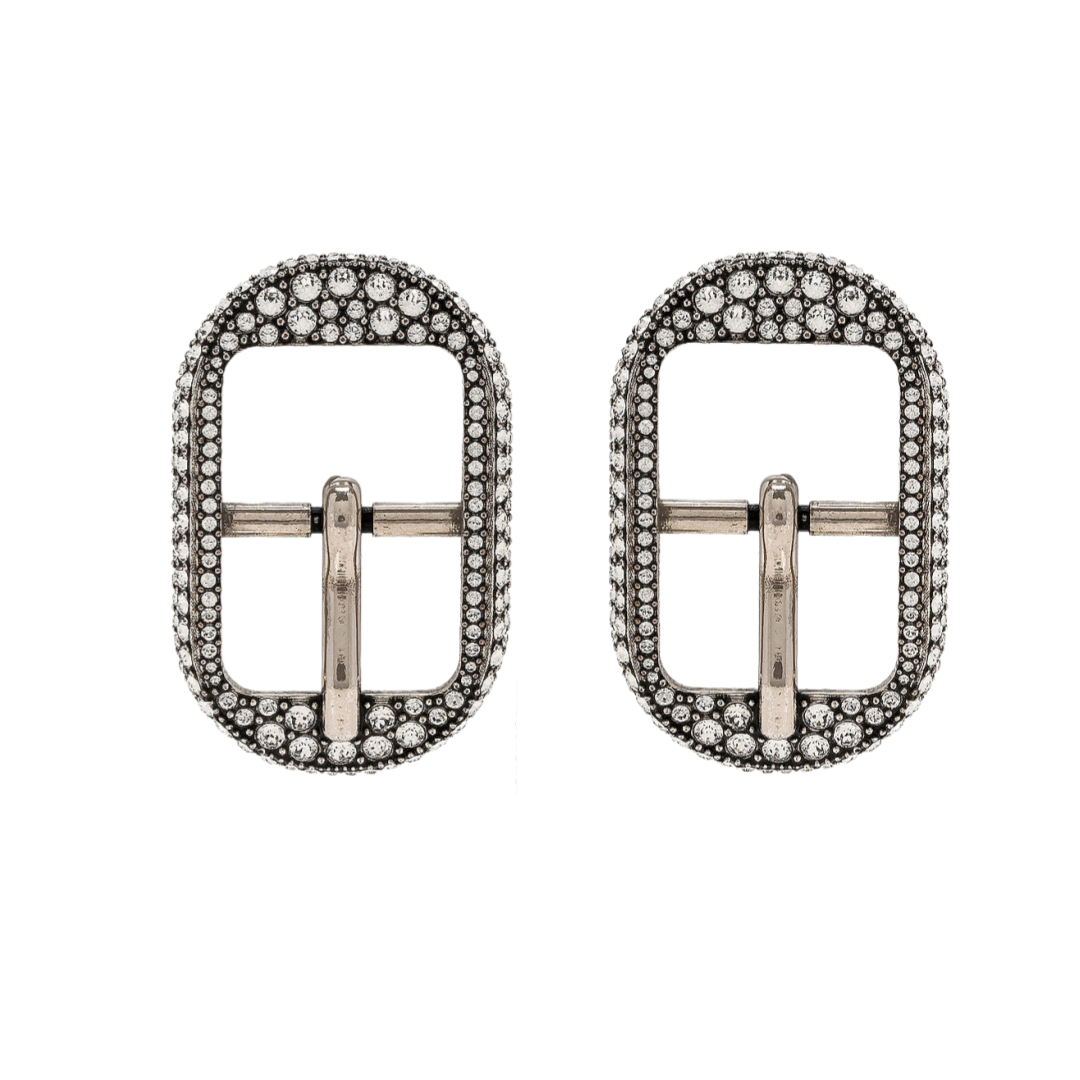BAE033 Balenciaga Cagole Antique Silver Crystal earring - ccjewelryacc
