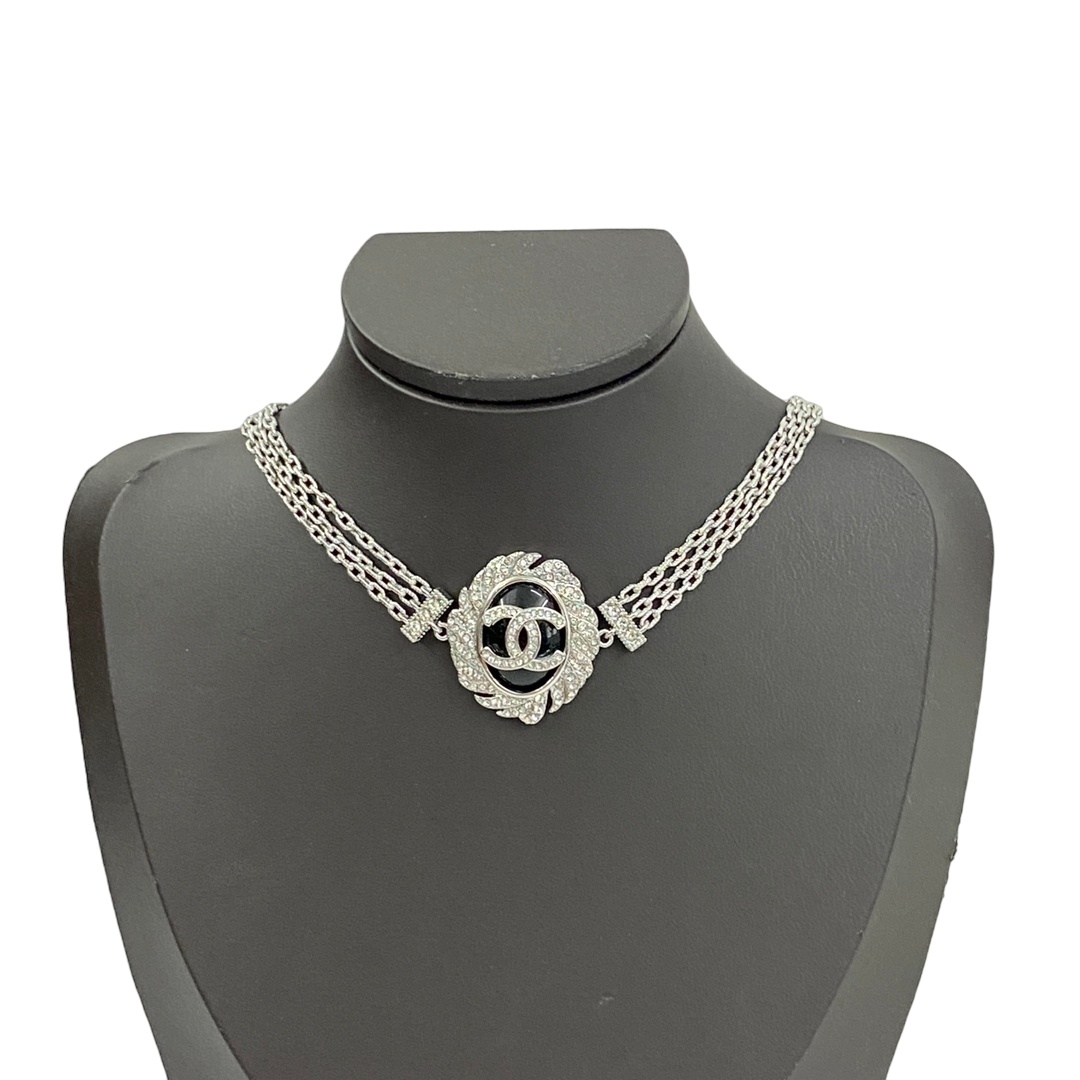 CCN385 Chanel Multi-layer chain choker necklace white gold - ccjewelryacc