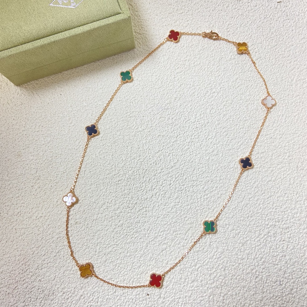 VCN029 Mini Multicolor Vca necklace sweet alhambra 10 motifs - ccjewelryacc