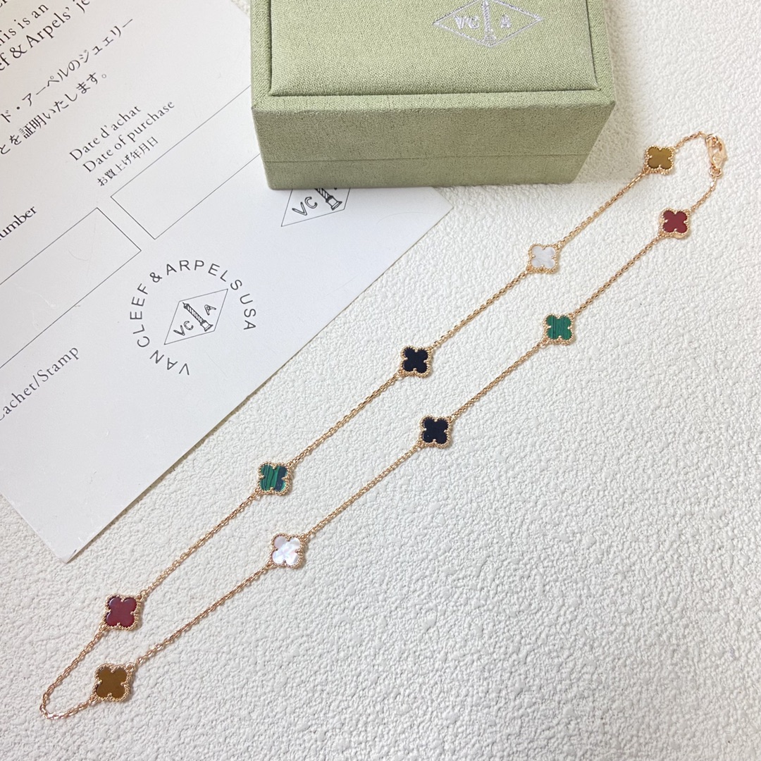 VCN029 Mini Multicolor Vca necklace sweet alhambra 10 motifs - ccjewelryacc