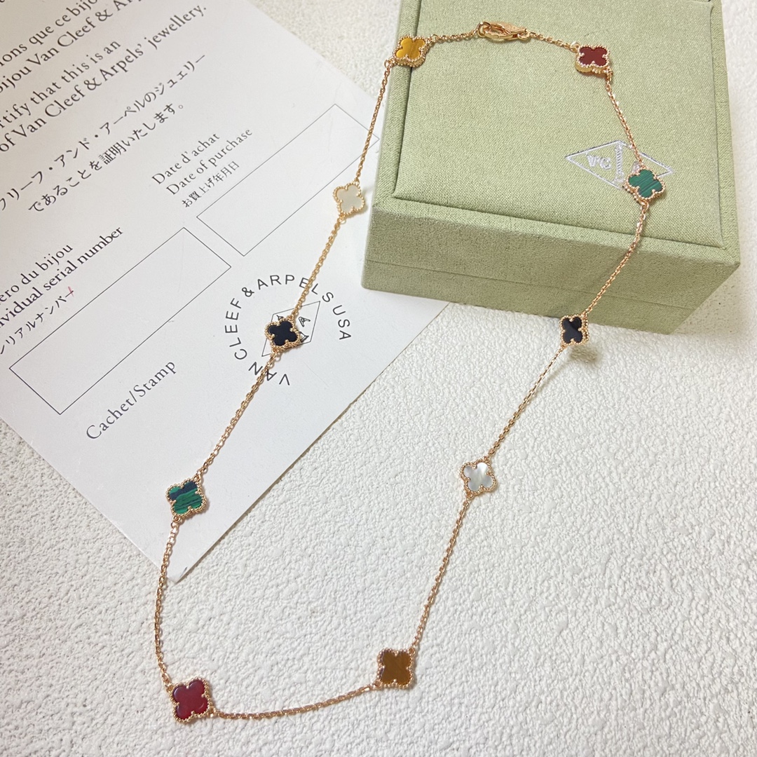 VCN029 Mini Multicolor Vca necklace sweet alhambra 10 motifs - ccjewelryacc