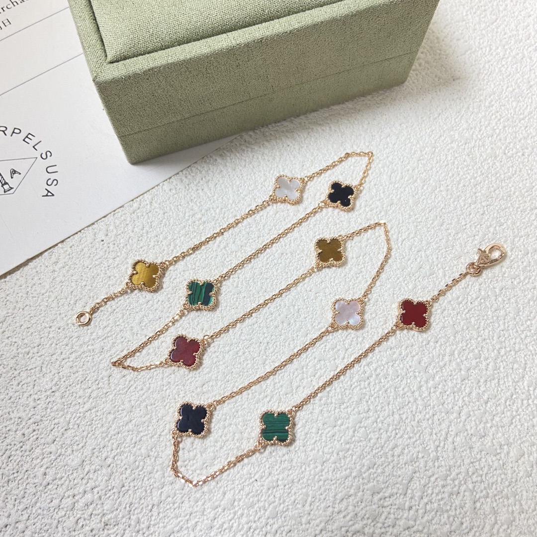 VCN029 Mini Multicolor Vca necklace sweet alhambra 10 motifs - ccjewelryacc