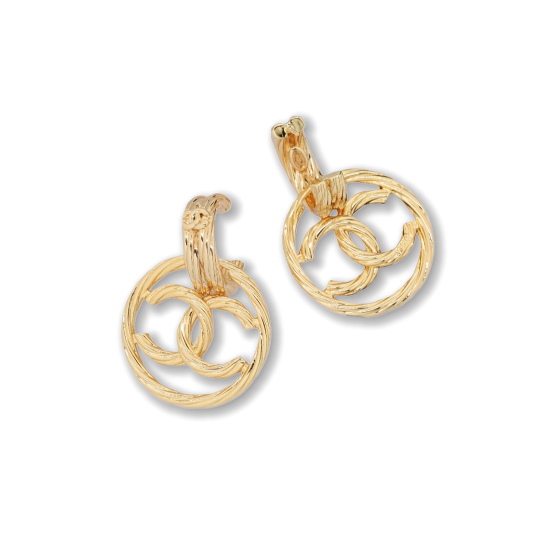 CCE376 Chanel vintage twist metal dangle earrings - ccjewelryacc