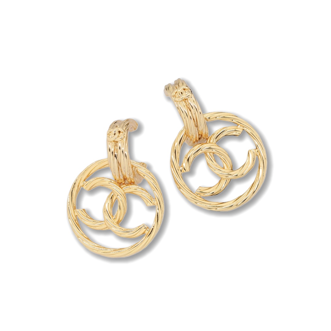 CCE376 Chanel vintage twist metal dangle earrings - ccjewelryacc