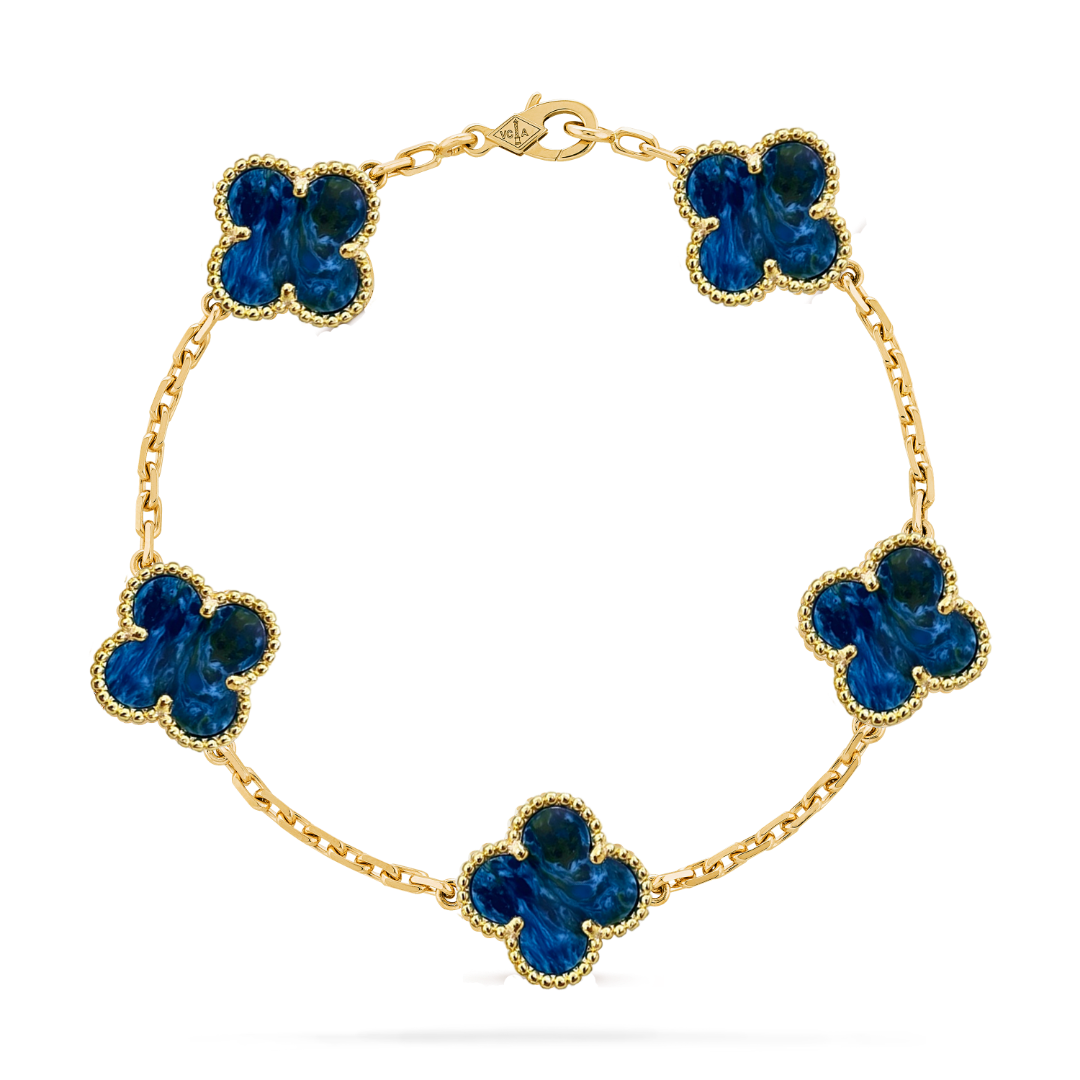 VCS039 2025 New Van cleef Green Pietersite stone alhambra bracelet 5 motif - ccjewelryacc
