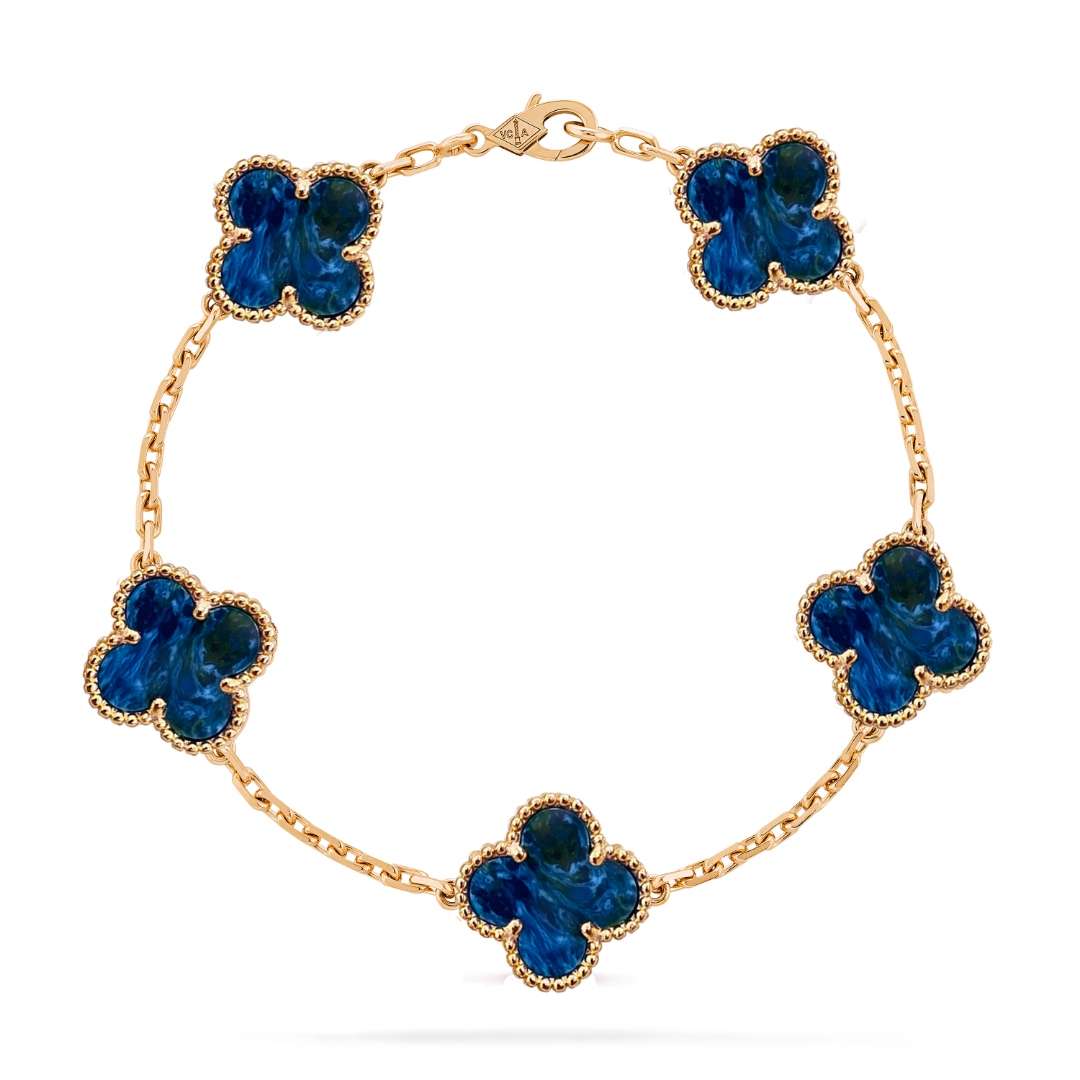 VCS039 2025 New Van cleef Green Pietersite stone alhambra bracelet 5 motif - ccjewelryacc