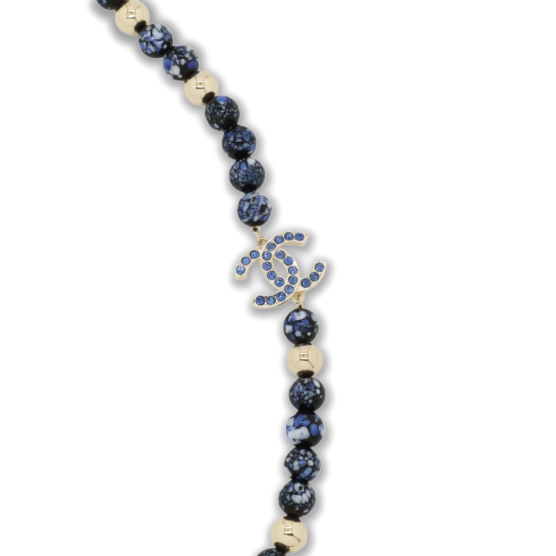 CCN098 Chanel Chinese-style blue and white porcelain pearl chain Choker necklace - ccjewelryacc