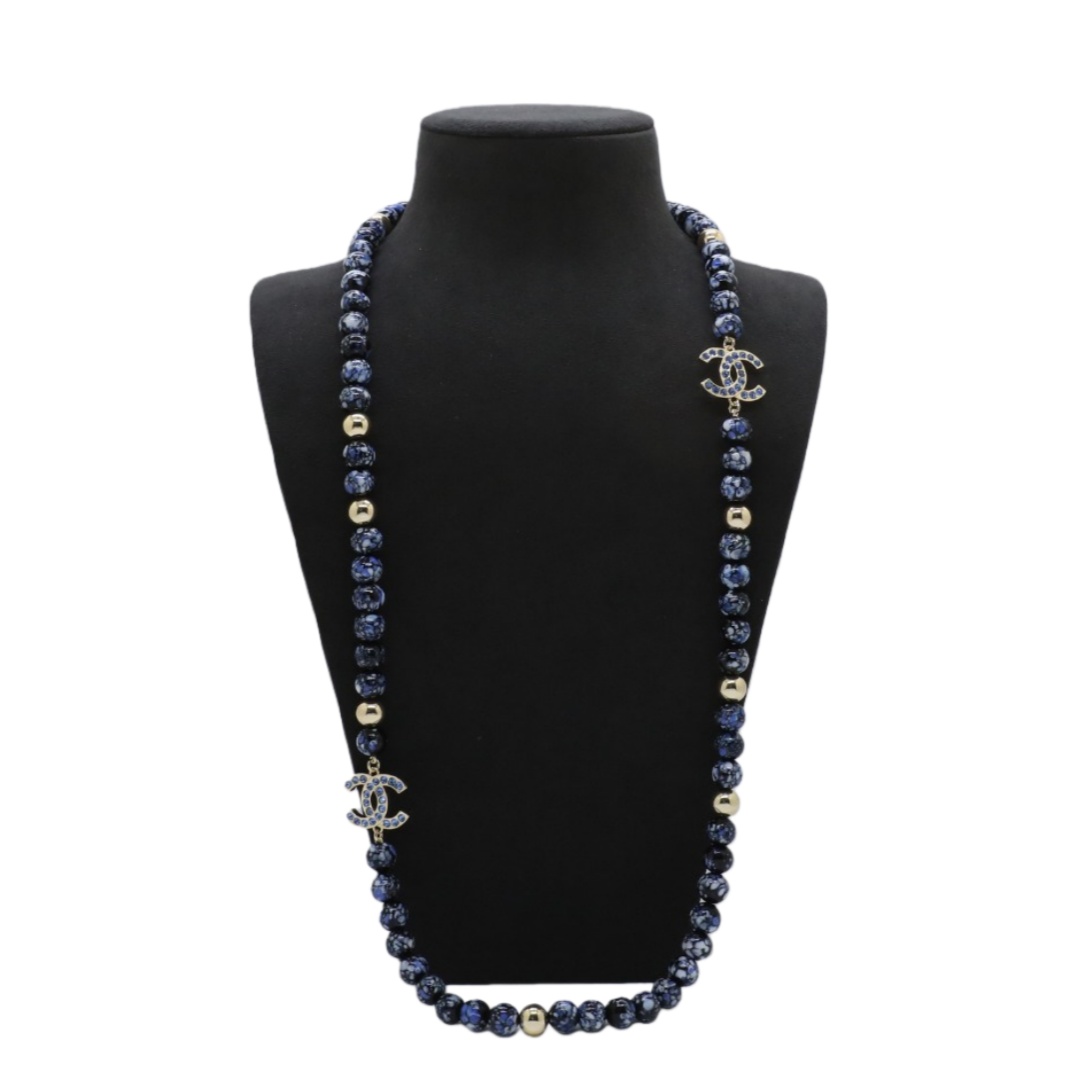 CCL104 Chanel Chinese-style blue and white porcelain long pearl chain sweater necklace - ccjewelryacc