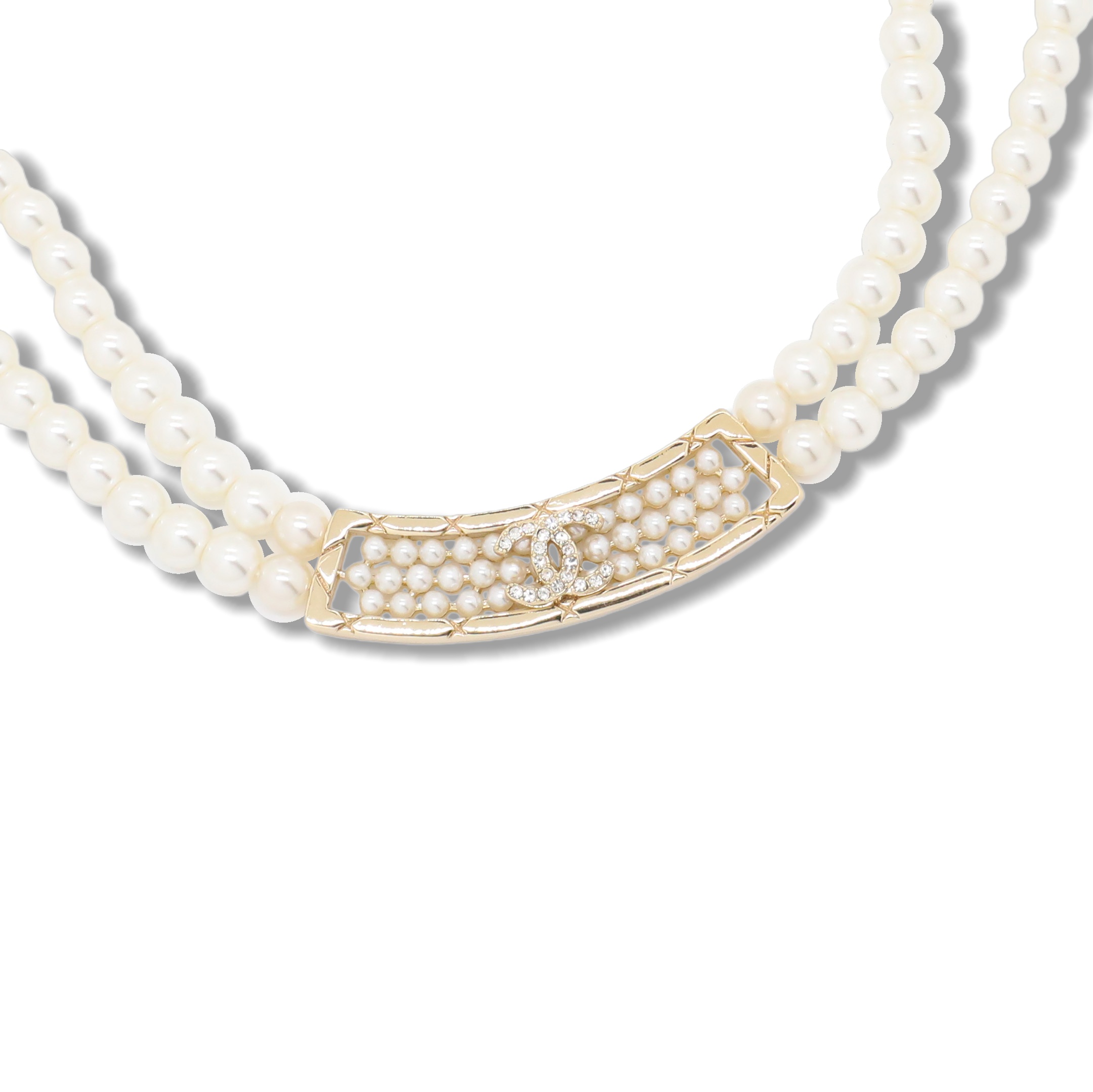 CCN083 Chanel double pearl chain choker necklace for women - ccjewelryacc
