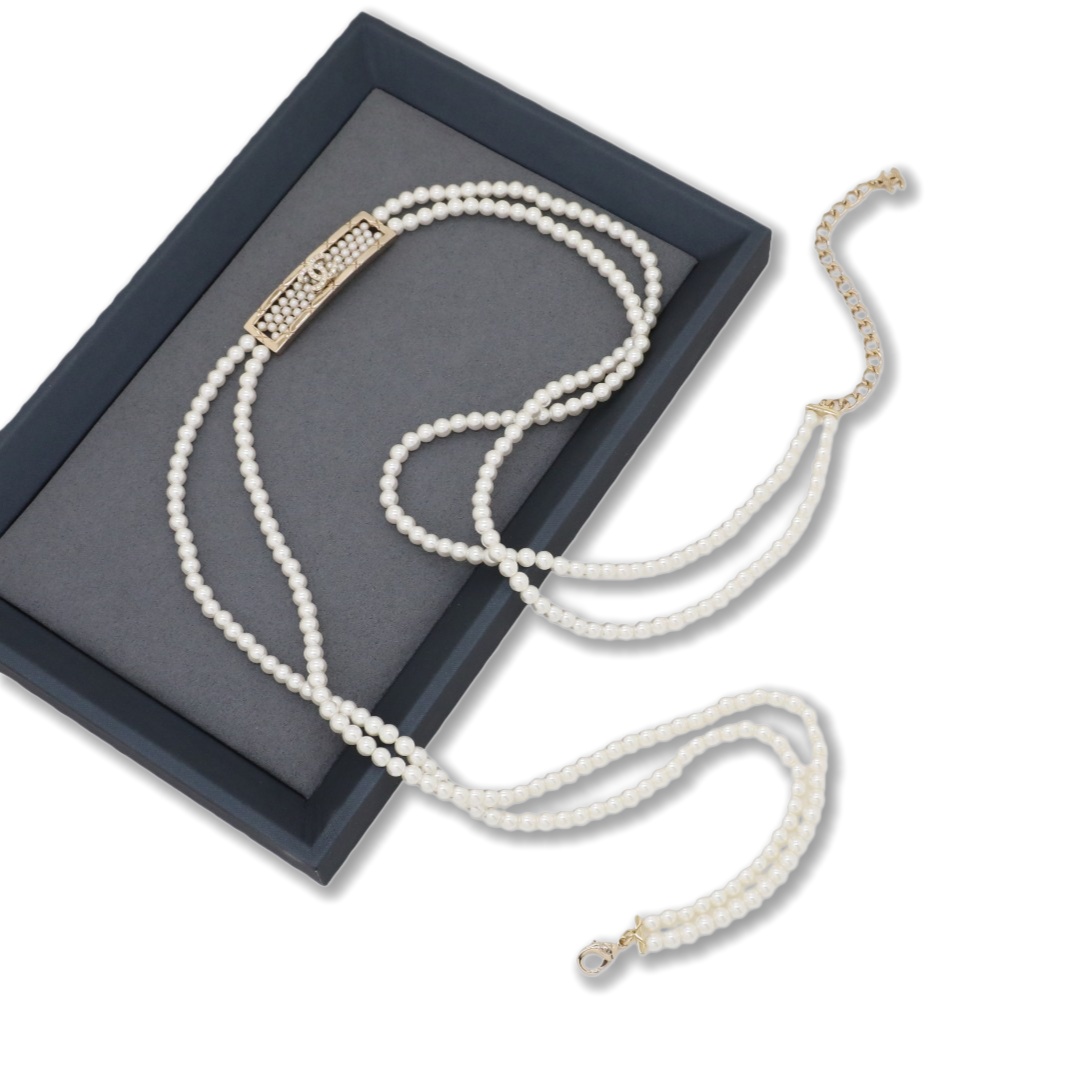 CCW066 Chanel pearl cc waist chain belt - ccjewelryacc