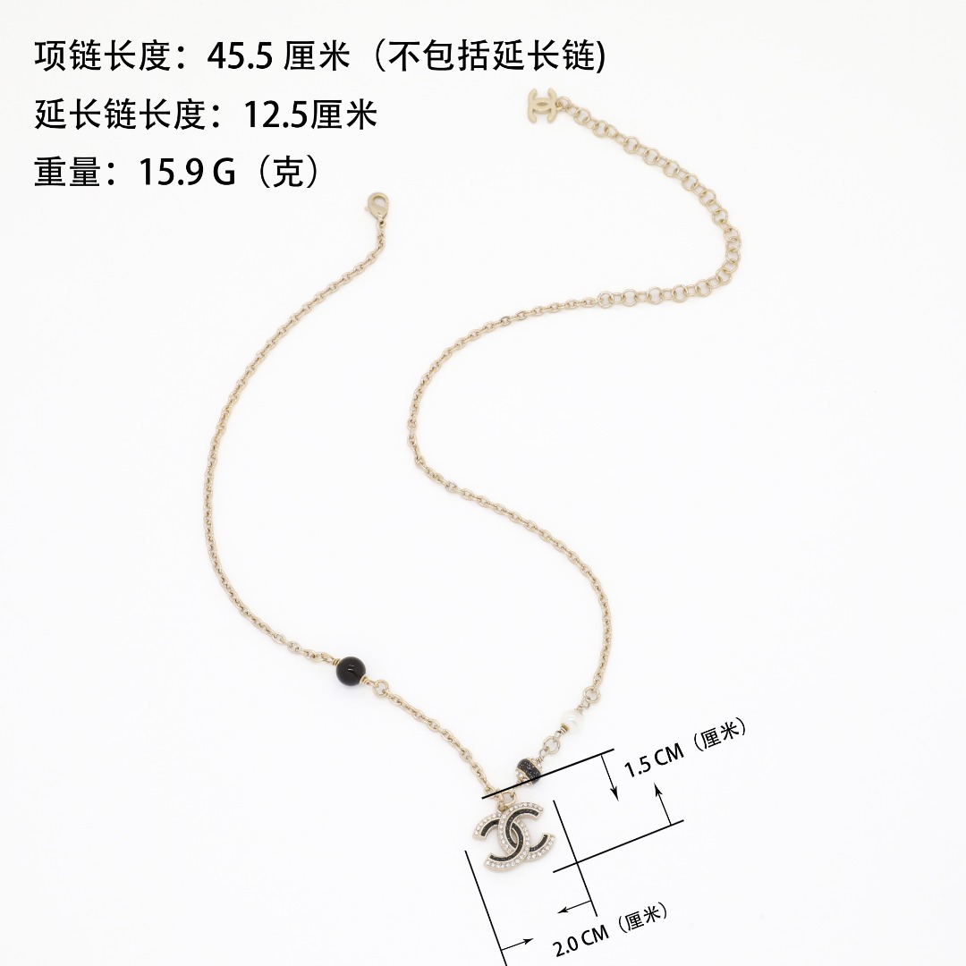 CCN386 Chanel enamel CC logo pendant necklace for women - ccjewelryacc
