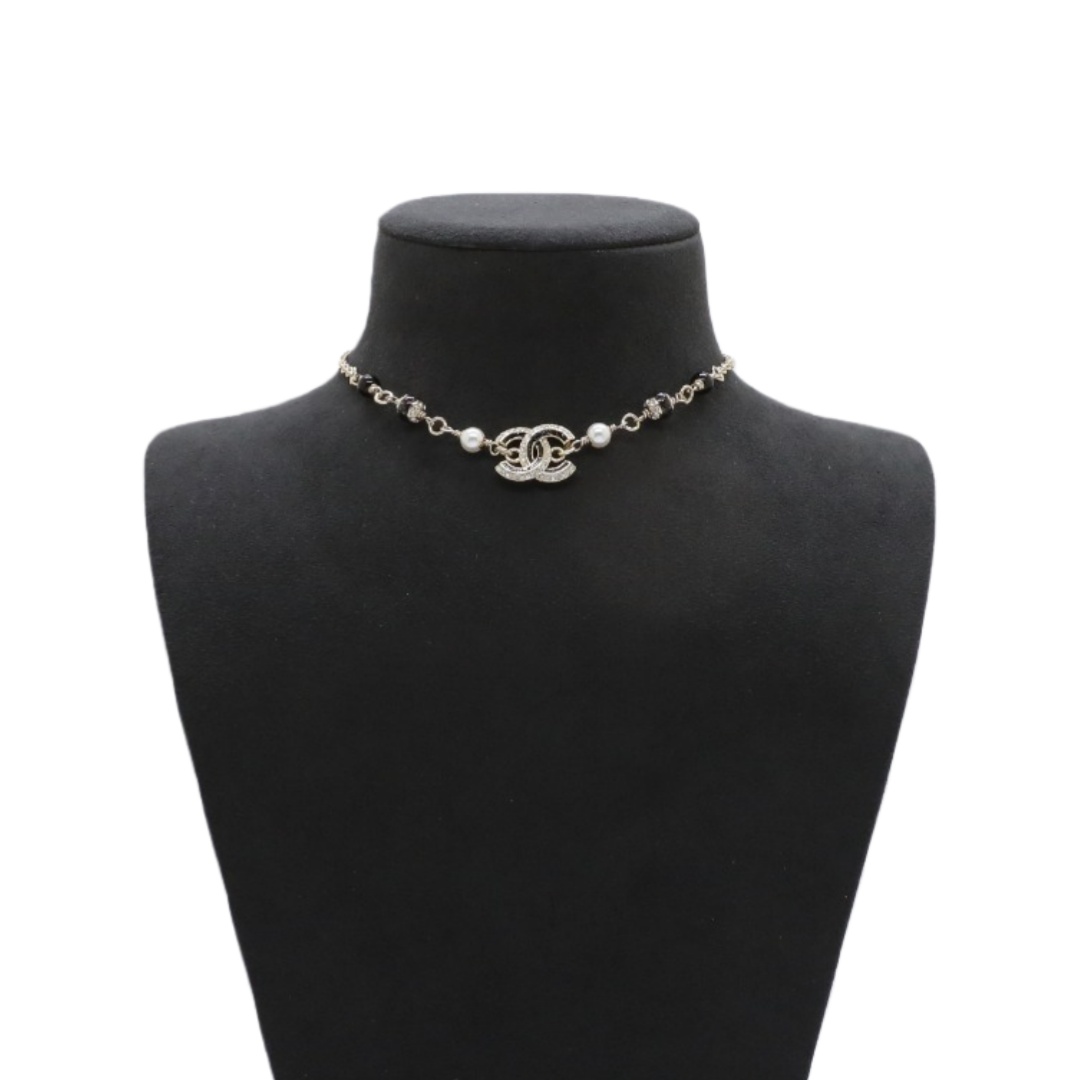 CCN094 Chanel black enamel cc logo choker necklace - ccjewelryacc