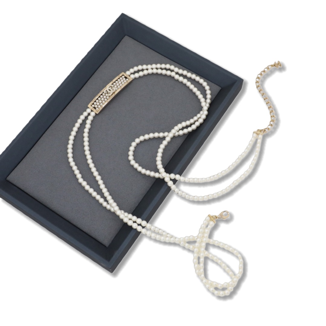 CCW066 Chanel pearl cc waist chain belt - ccjewelryacc